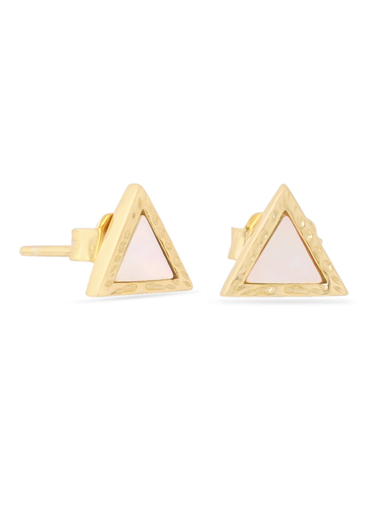 Syra Triangle Mother of Pearl Stud Earrings in 925 Sterling Silverin 24k Gold For Women