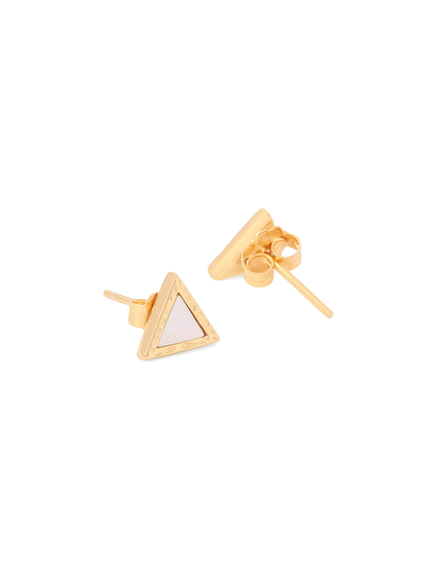 Syra Triangle Mother of Pearl Stud Earrings in 925 Sterling Silverin 24k Gold For Women