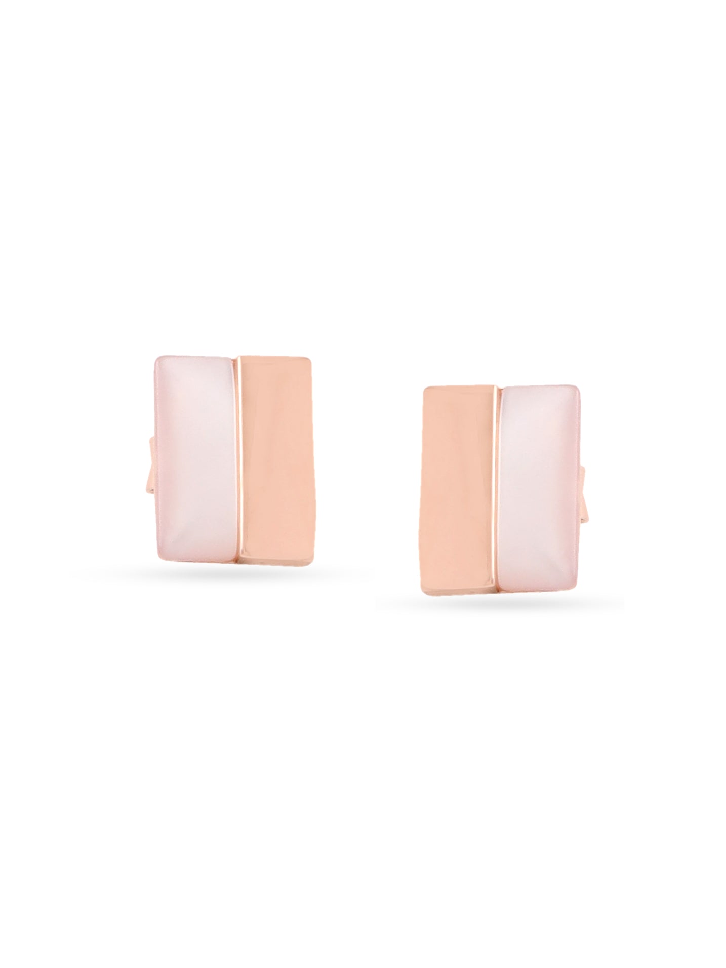 Syra Rose Gold Geometric Mother of Pearl Stud Earrings For Women