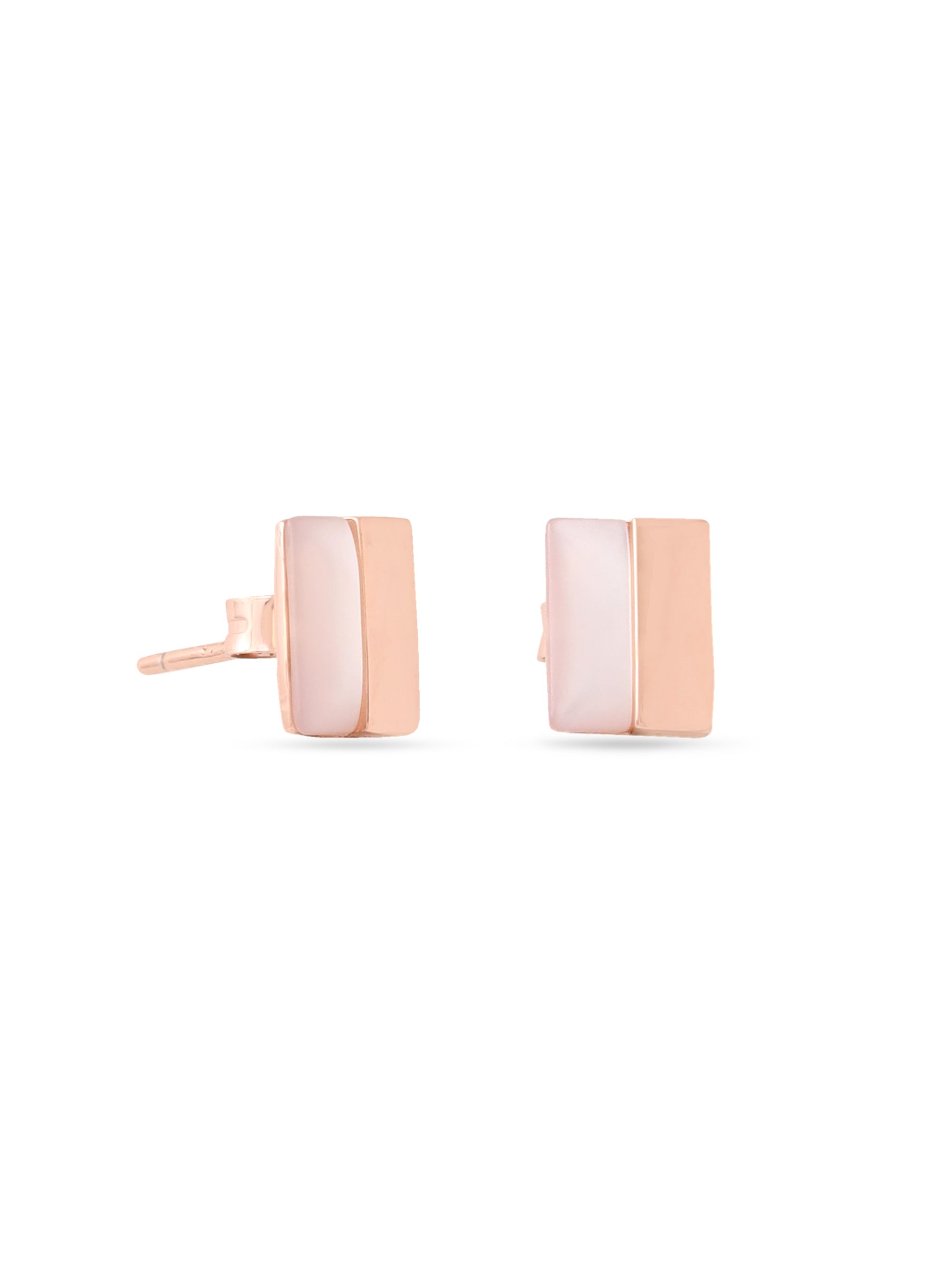 Syra Rose Gold Geometric Mother of Pearl Stud Earrings For Women