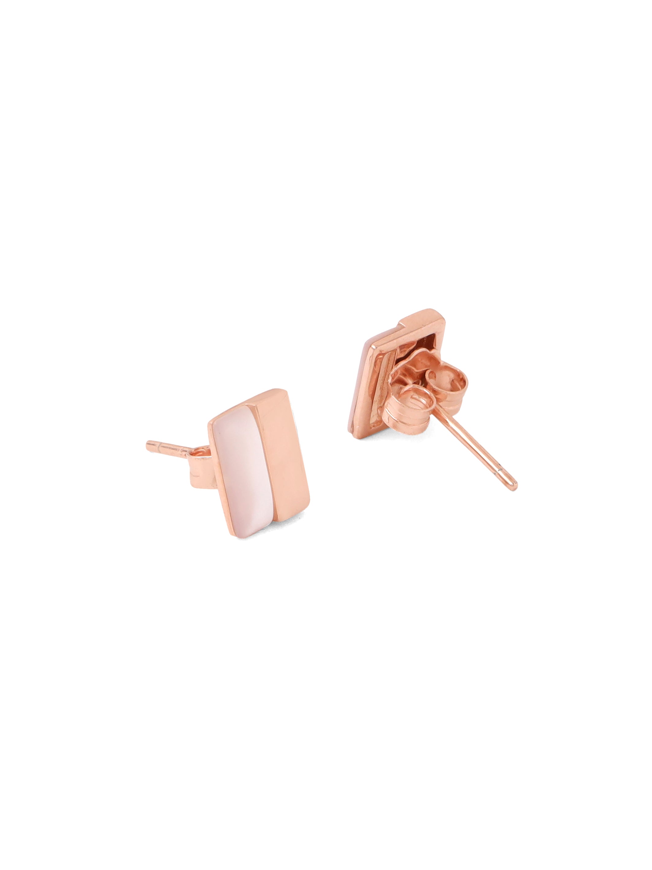 Syra Rose Gold Geometric Mother of Pearl Stud Earrings For Women
