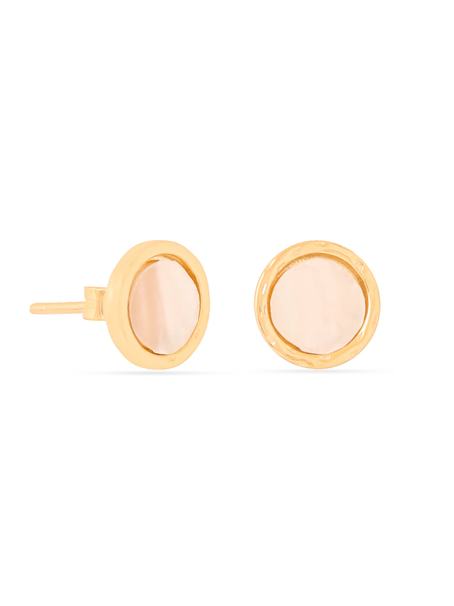 Syra 24k Gold Round Mother of Pearl 925 Sterling Silver Stud Earrings For Women