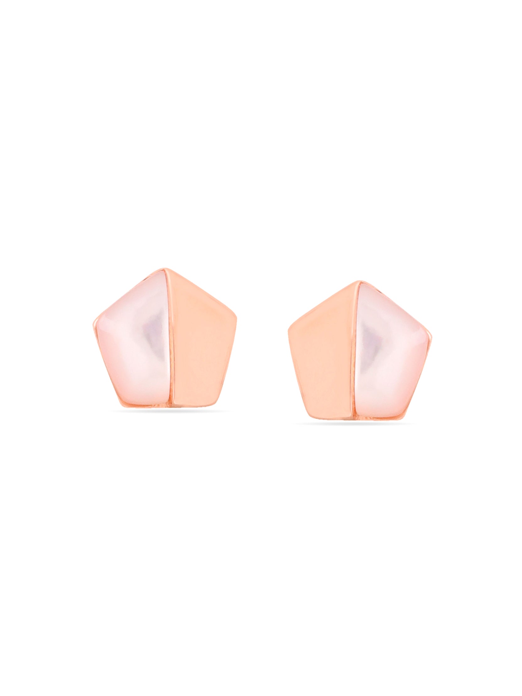 Syra Rose Gold Pentagon Mother of Pearl 925 Sterling Silver Stud Earrings For Women