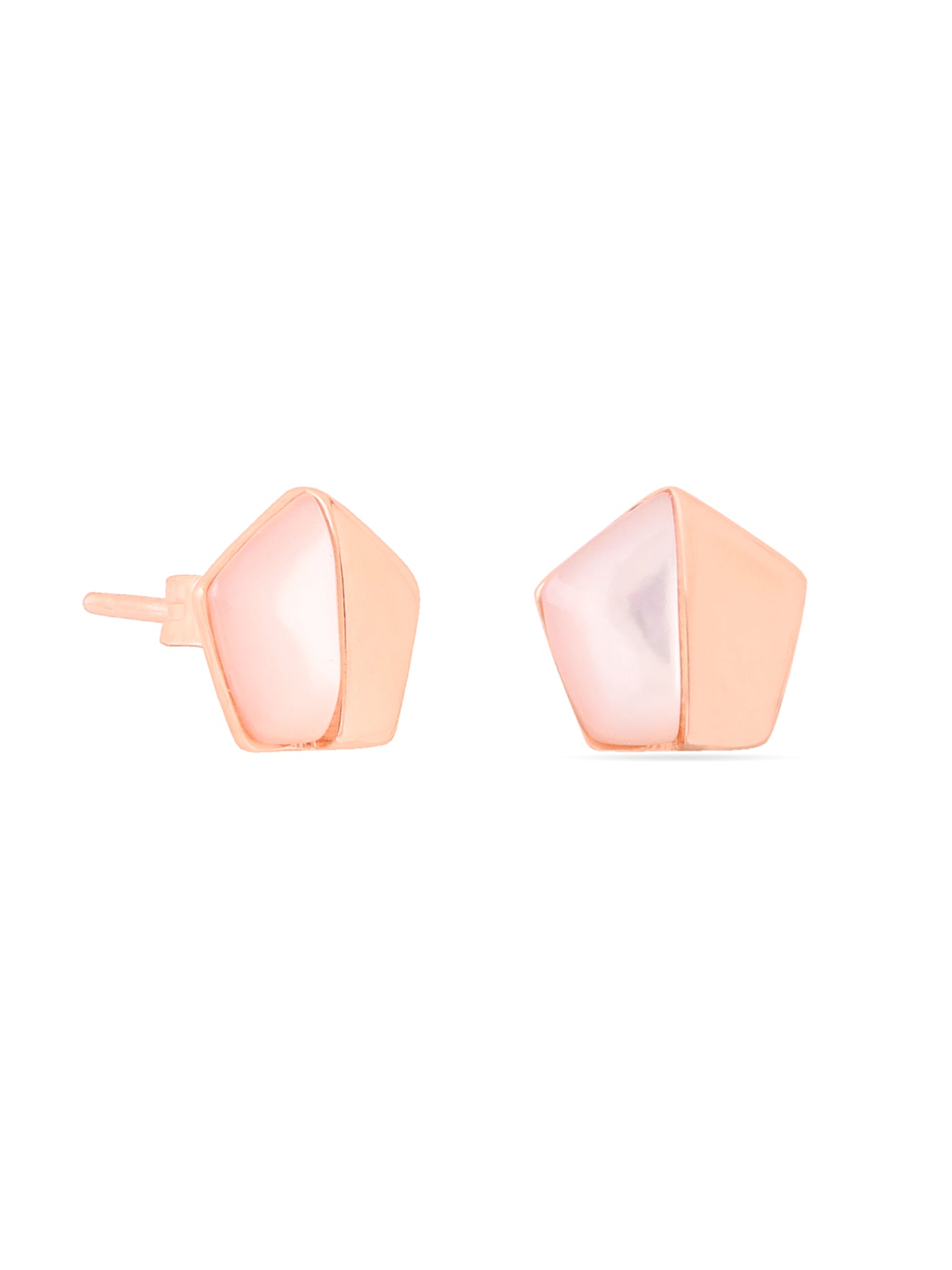Syra Rose Gold Pentagon Mother of Pearl 925 Sterling Silver Stud Earrings For Women