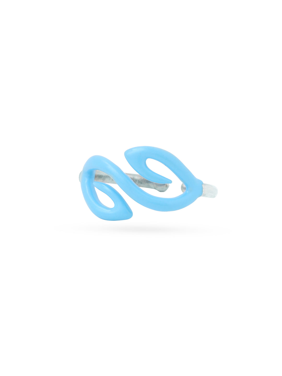 Blue Enamel Leaf Doodle Ring