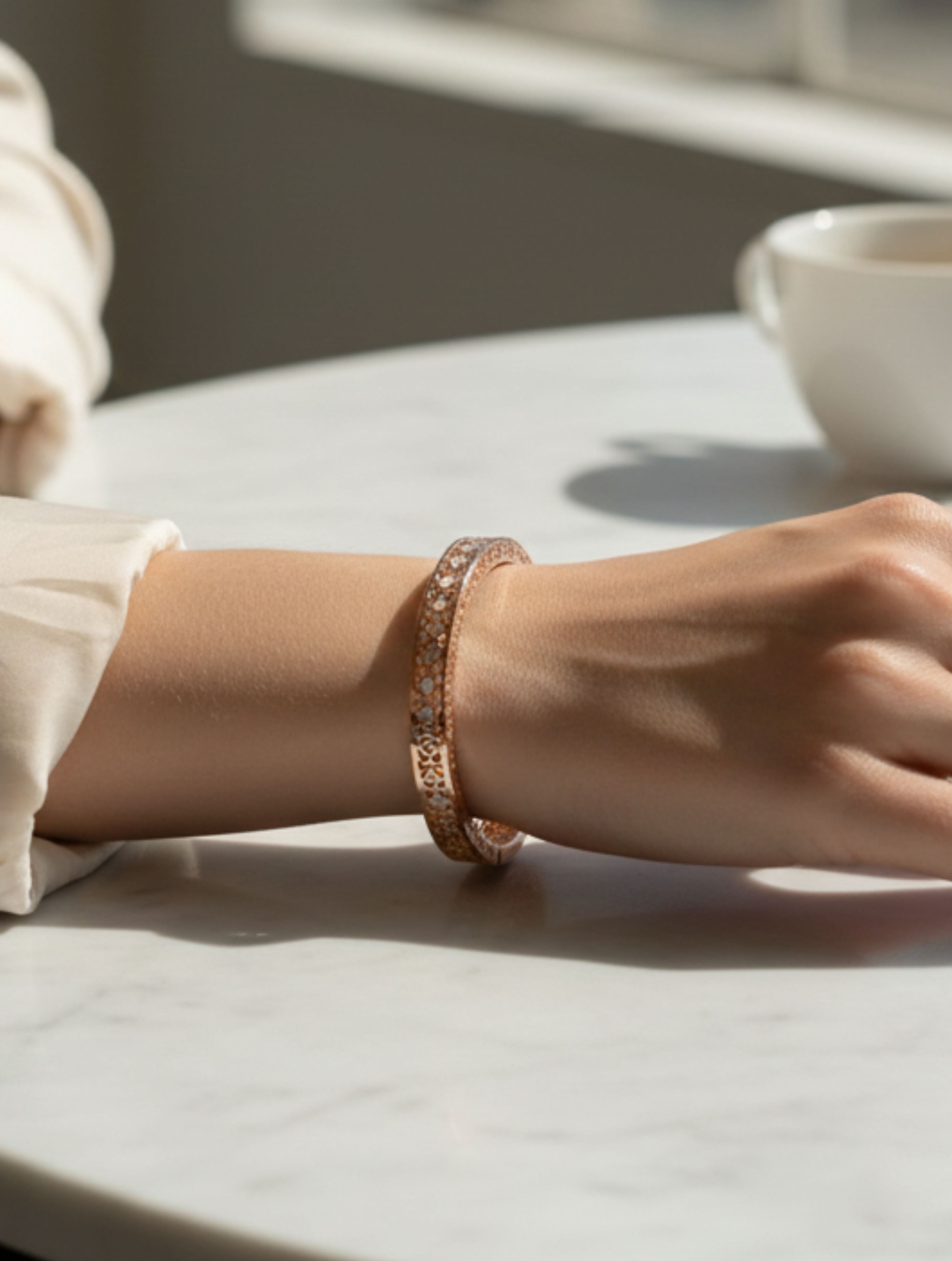 Filigree Openable Bangle in Rose Gold Plated 925 Sterling Silver