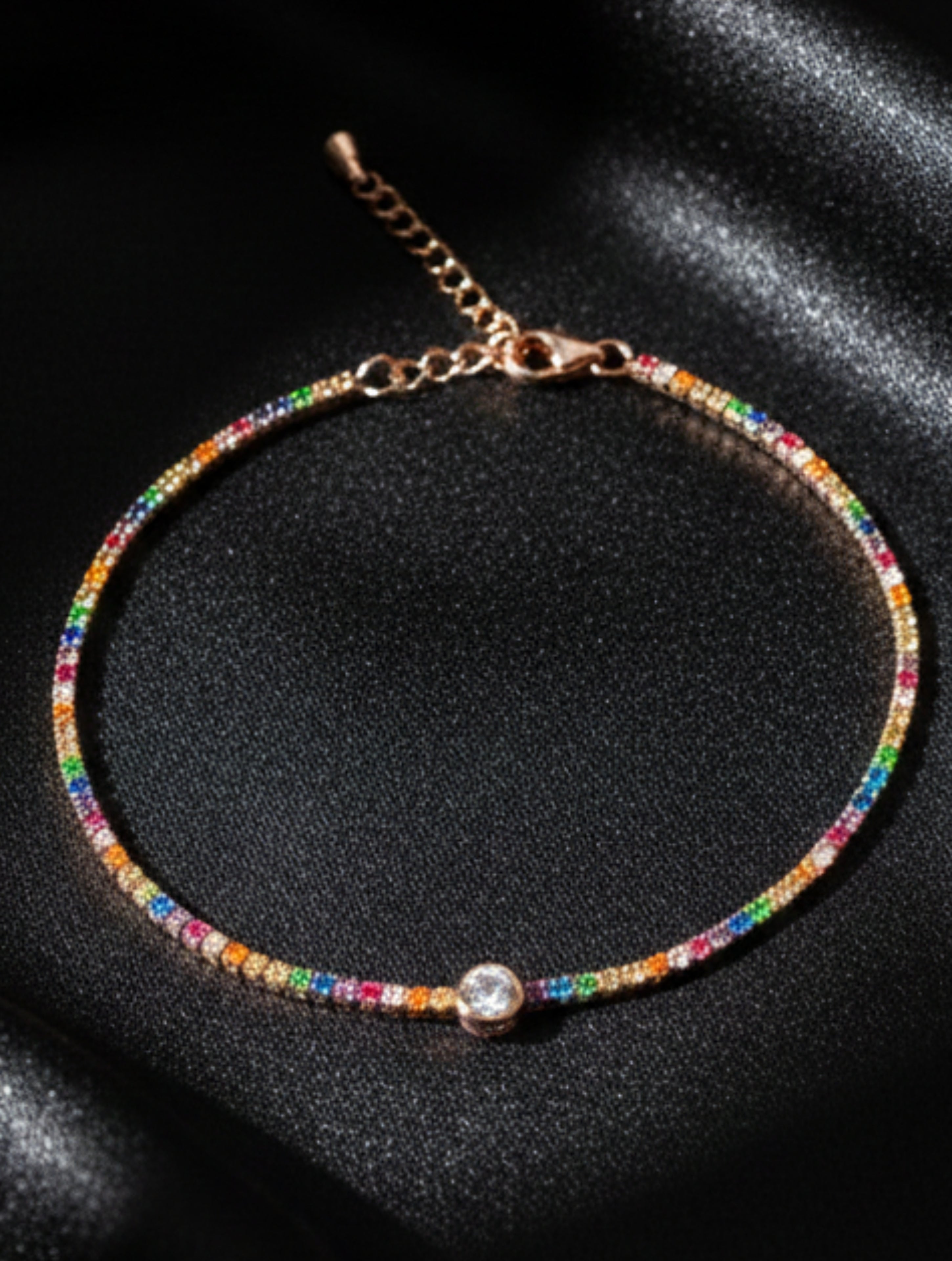 925 Sterling Silver Sparkling Rainbow Tennis Bracelet
