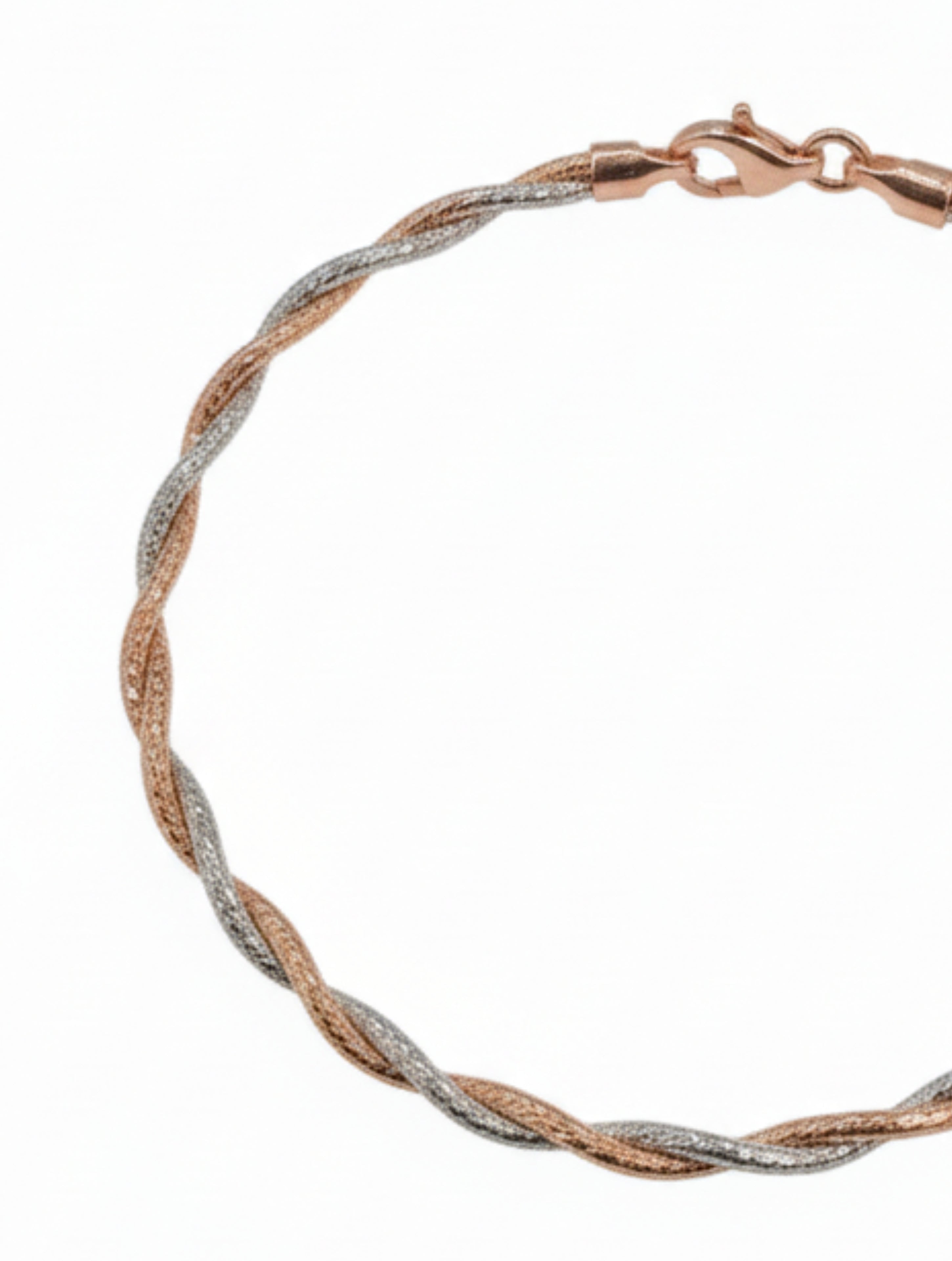 Two-Tone Twisted Mesh Rope Bracelet in 925 Sterling Silver