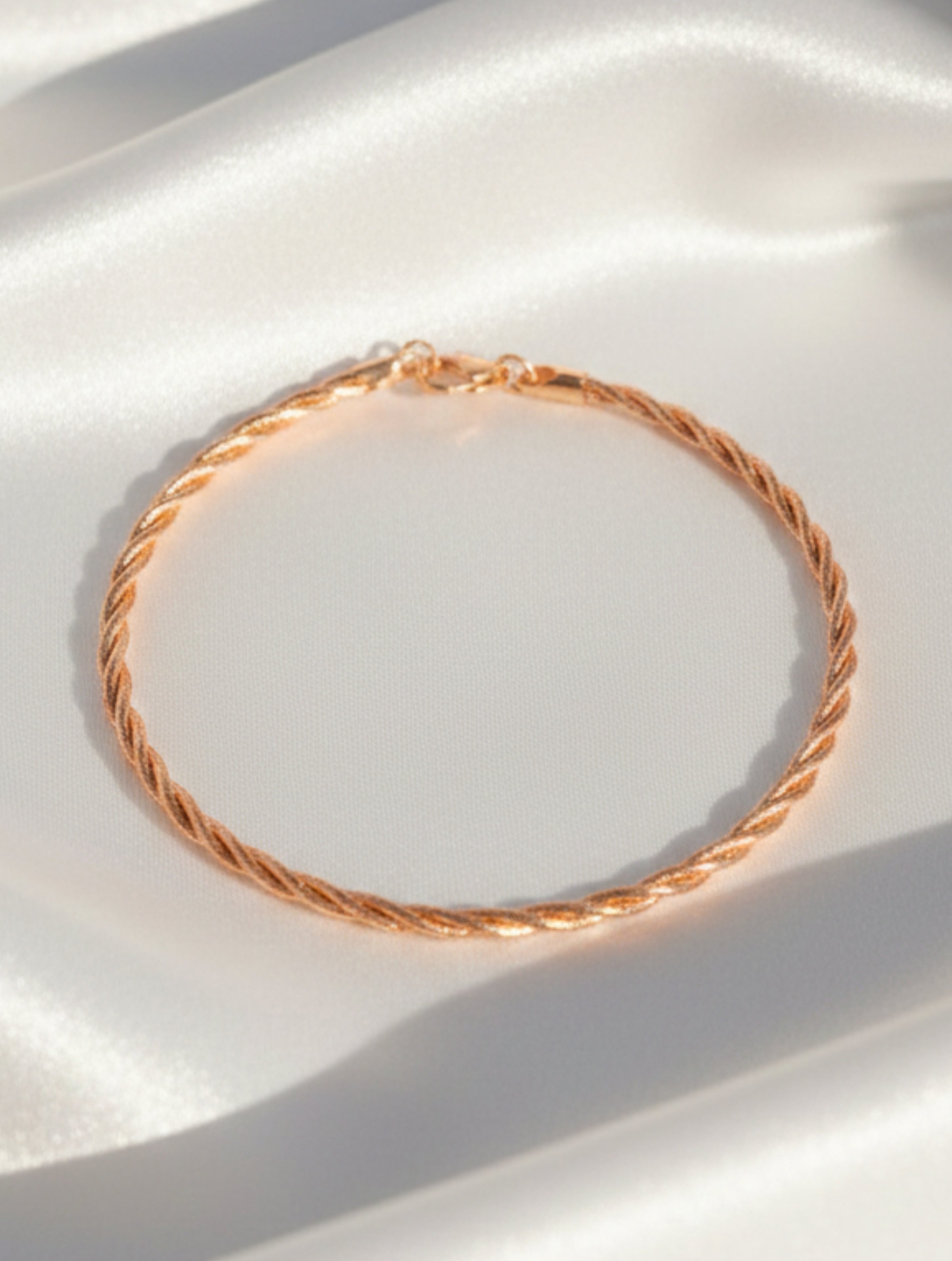 Twisted Rope Chain Bracelet in Rose Gold 925 Sterling Silver