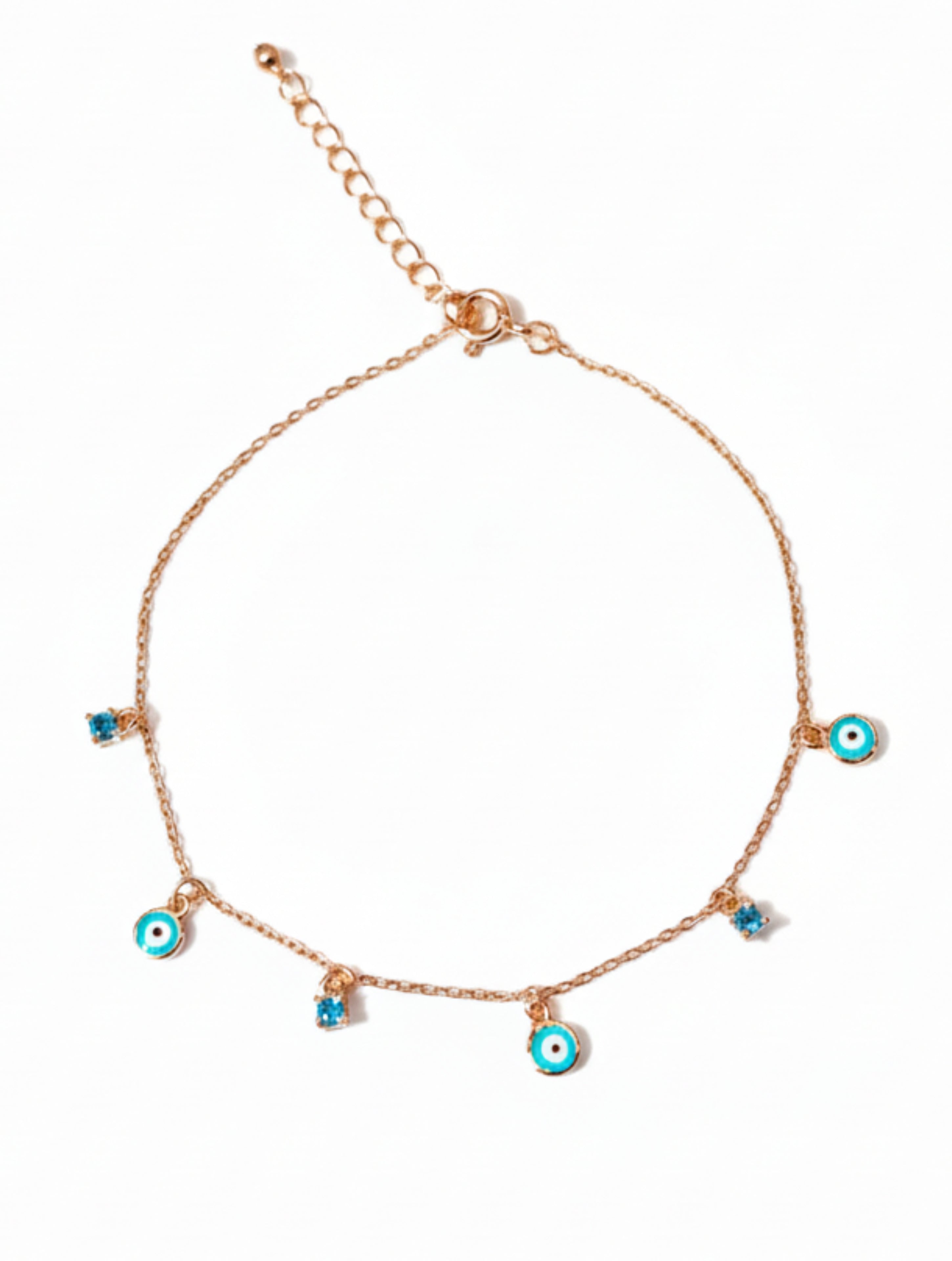 Rose Gold 925 Sterling Silver Evil Eye Charm Bracelet