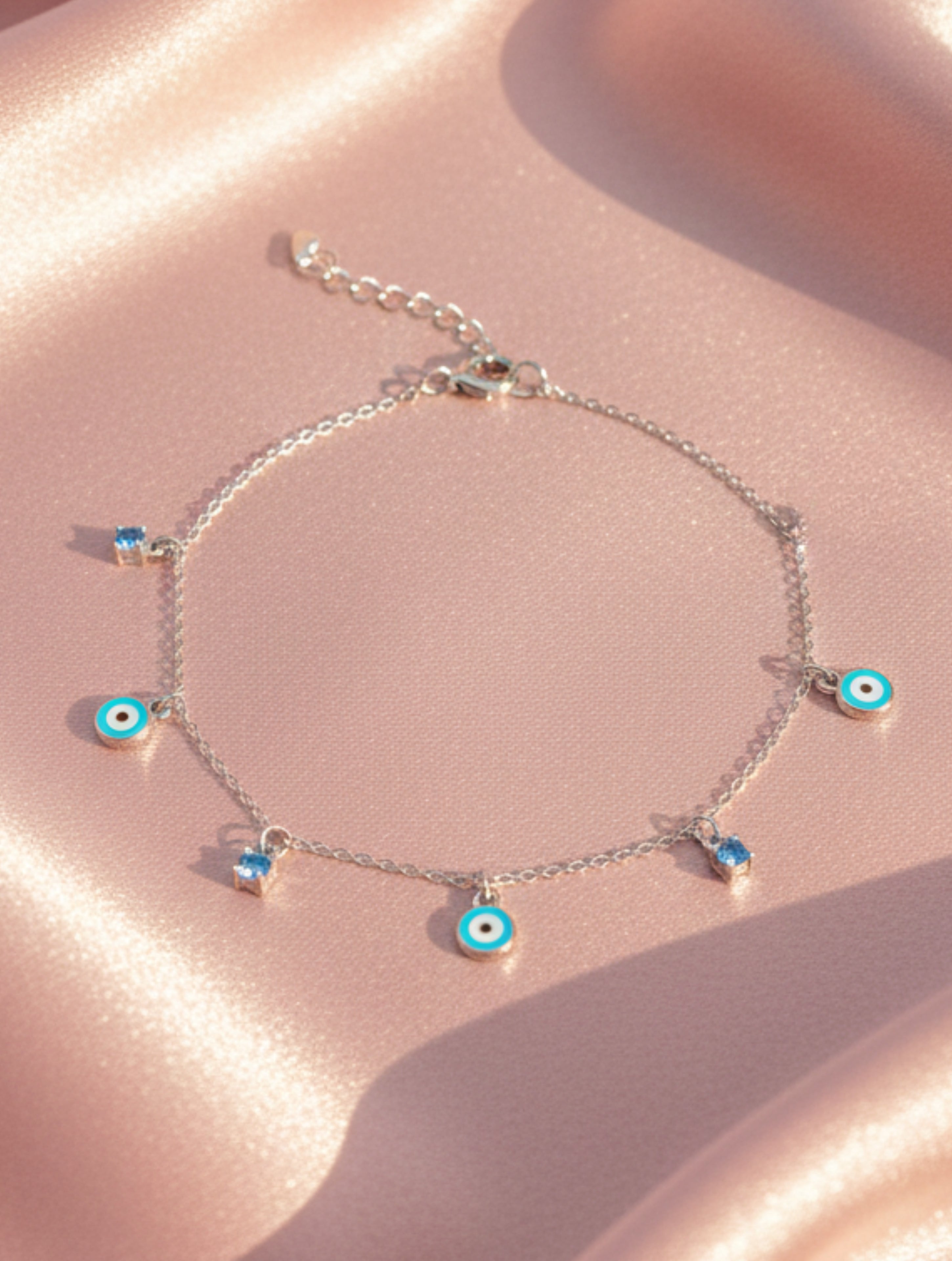 925 Sterling Silver Evil Eye Charm Bracelet