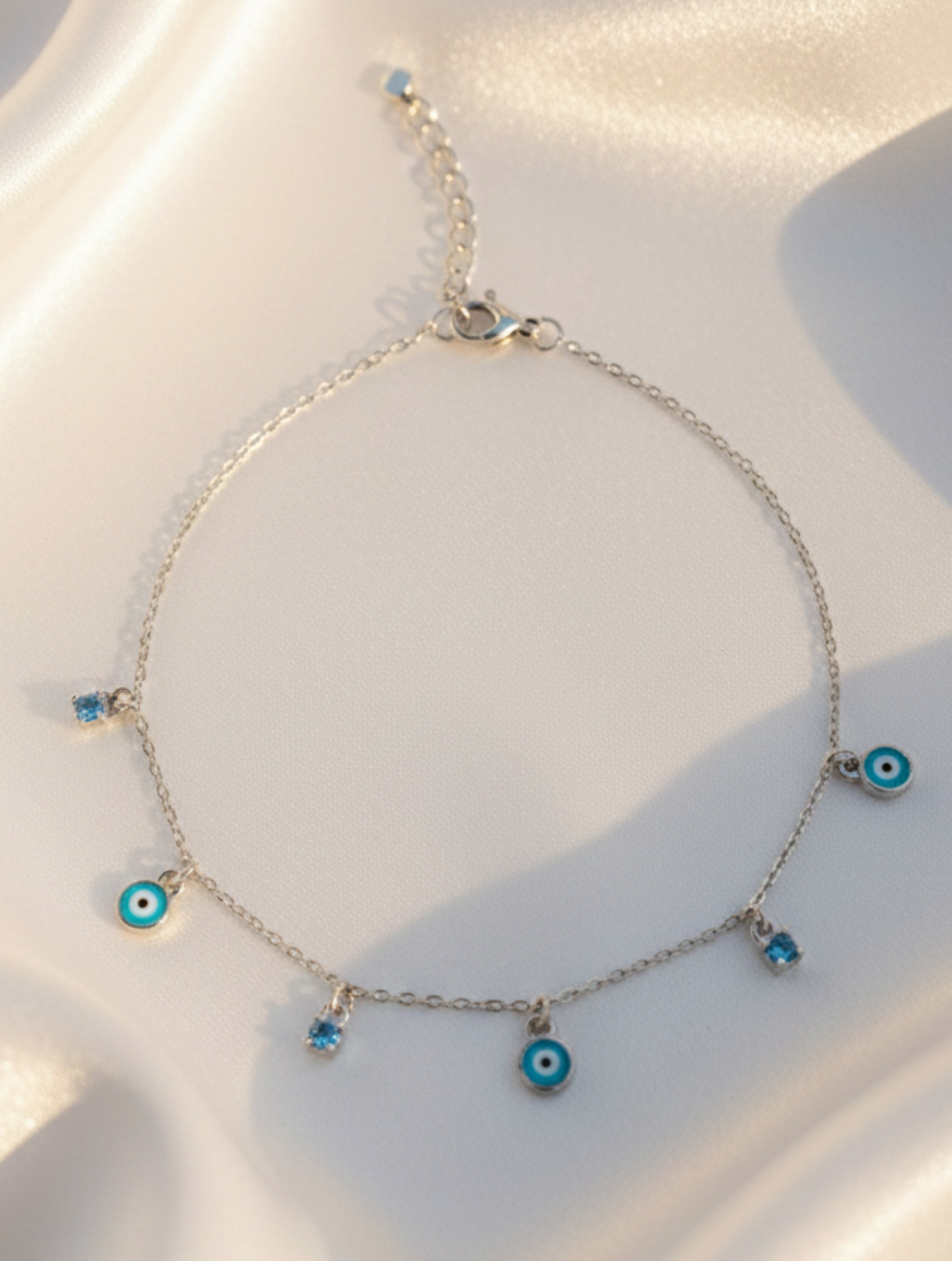 925 Sterling Silver Evil Eye Charm Bracelet