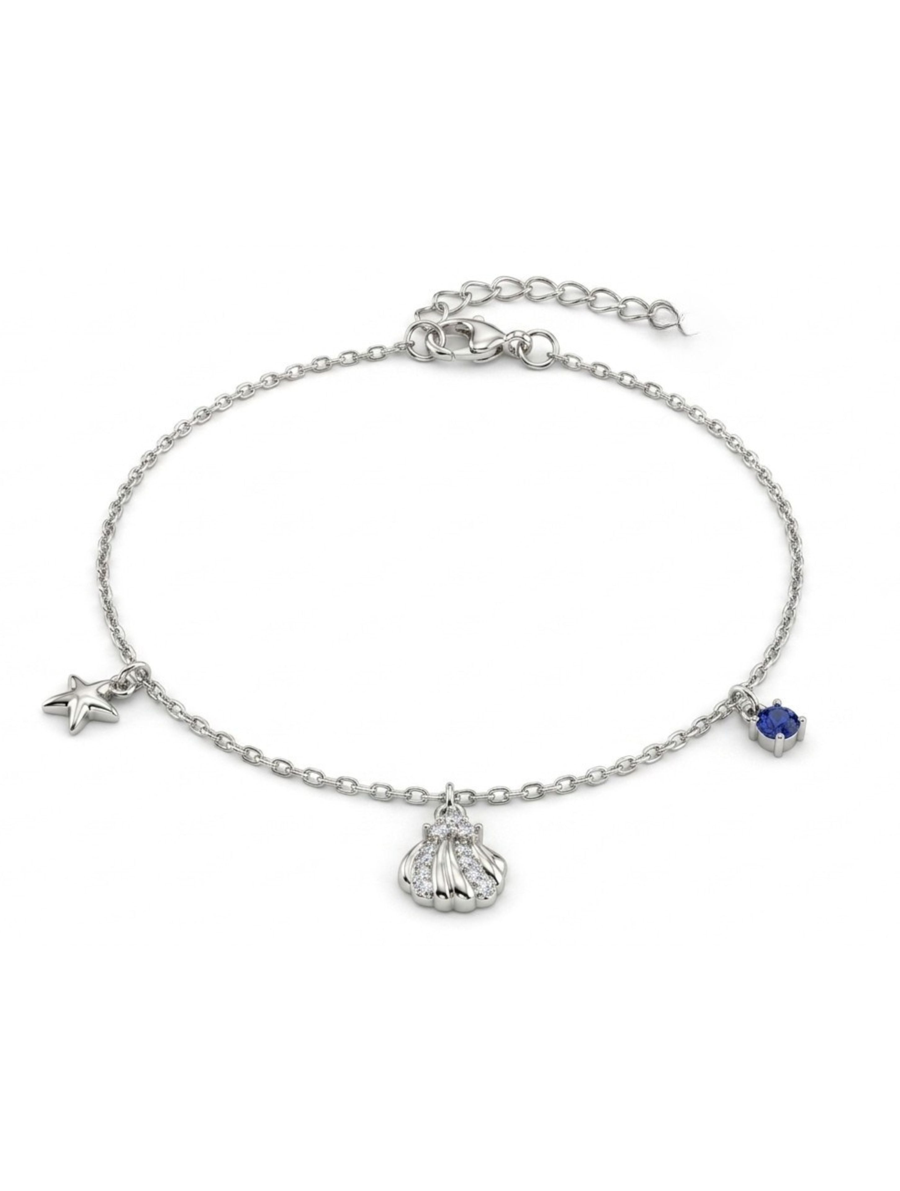 Starfish & Shell Charm 925 Sterling Silver Bracelet
