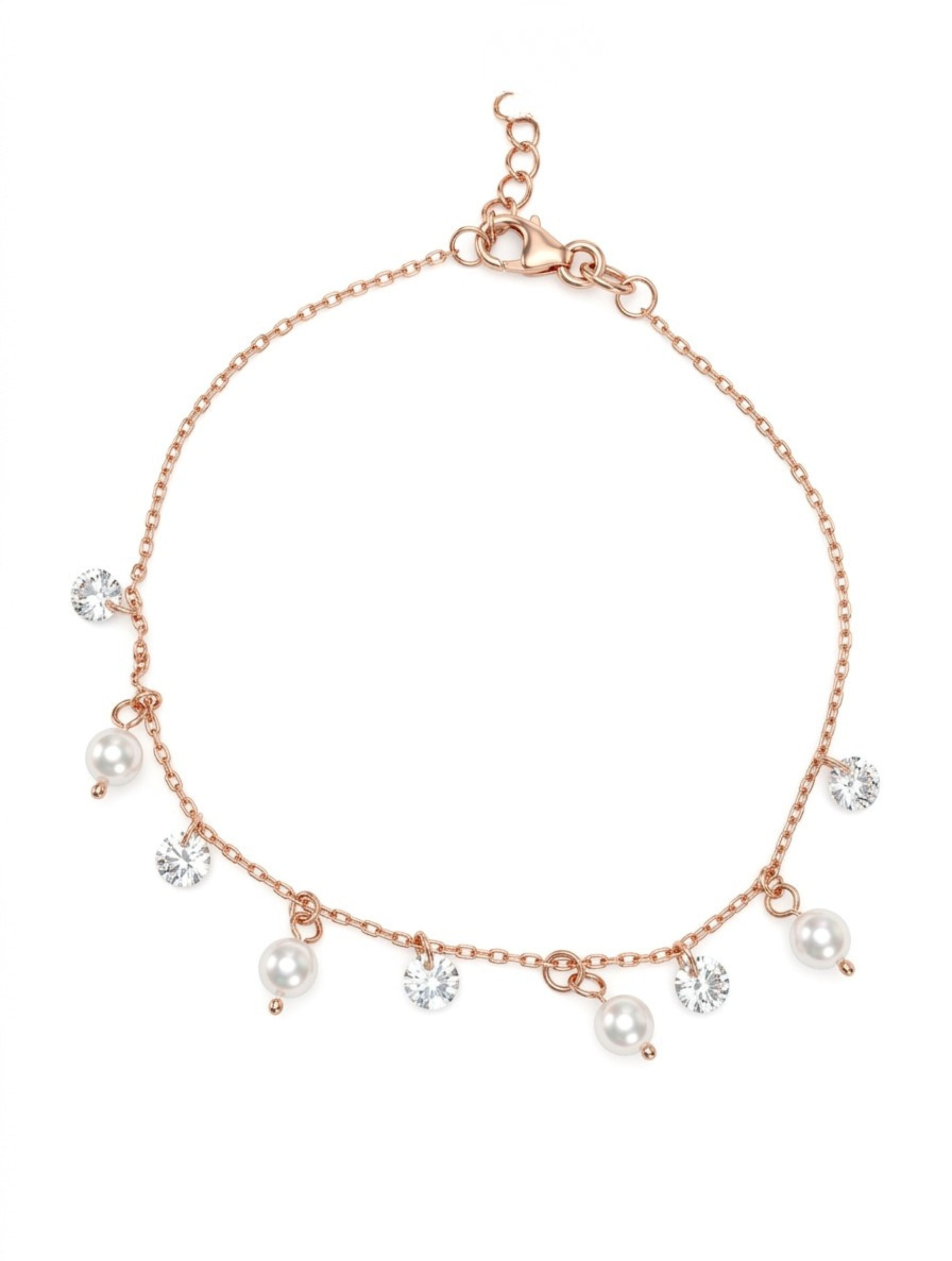 Sterling Silver Rose Gold Plated Charm Bracelet