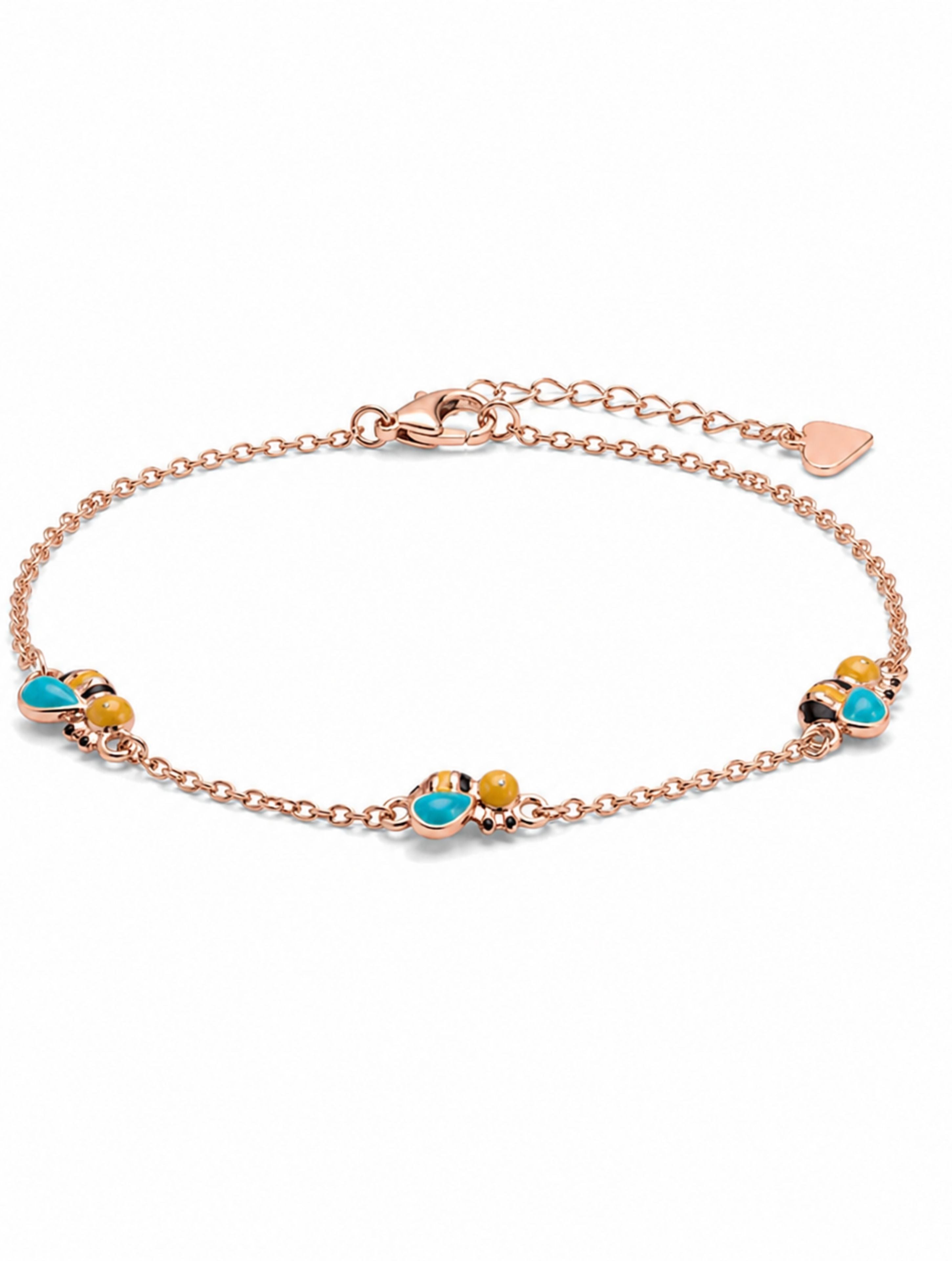 Enchanted Honeybee Trio 925 Sterling Silver Bracelet in Rose Gold