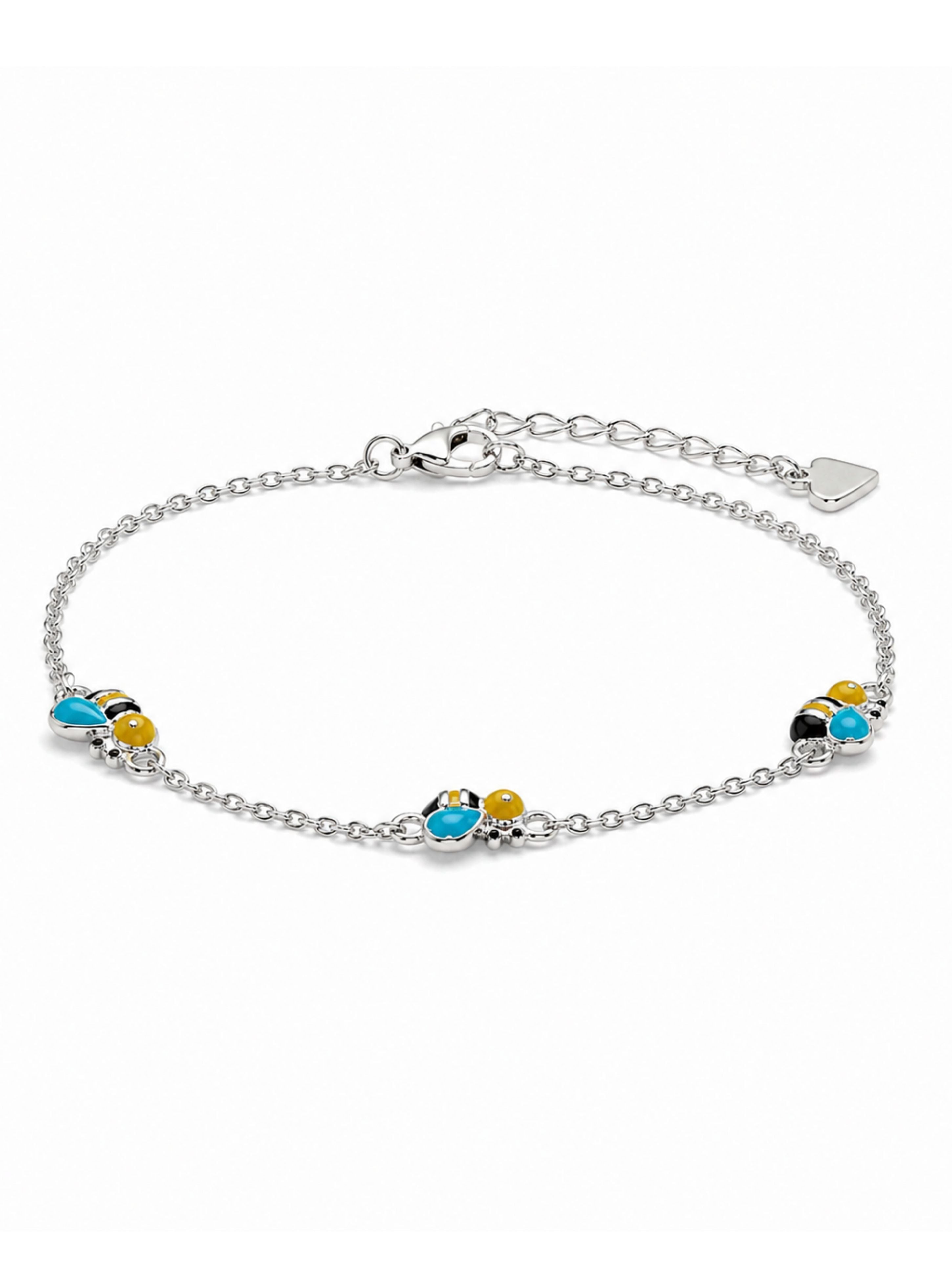 Enameled Bumblebee Bracelet in 925 Sterling Silver