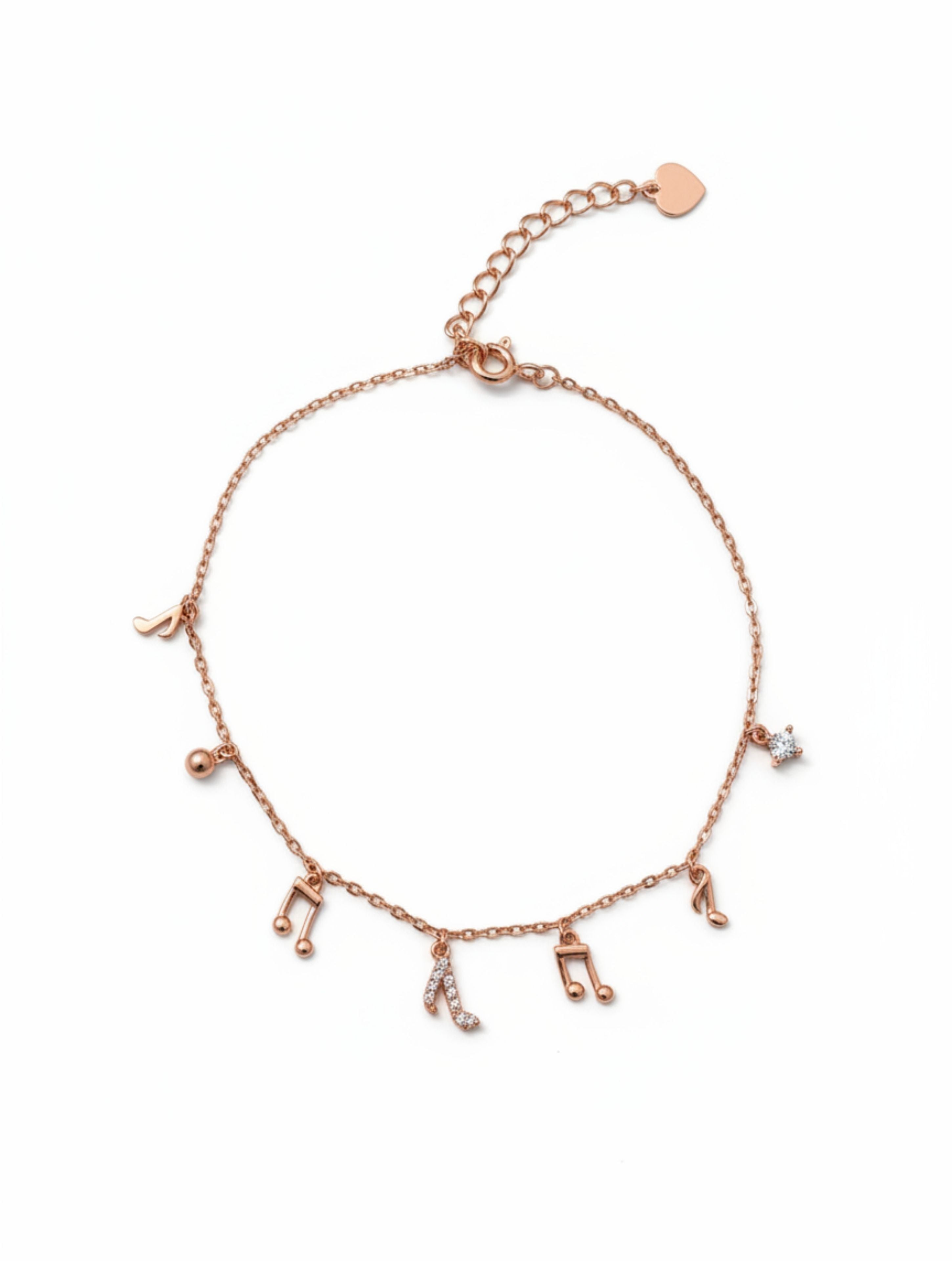Melody of the Heart Rose Gold Musical Charm Bracelet In 925 Silver