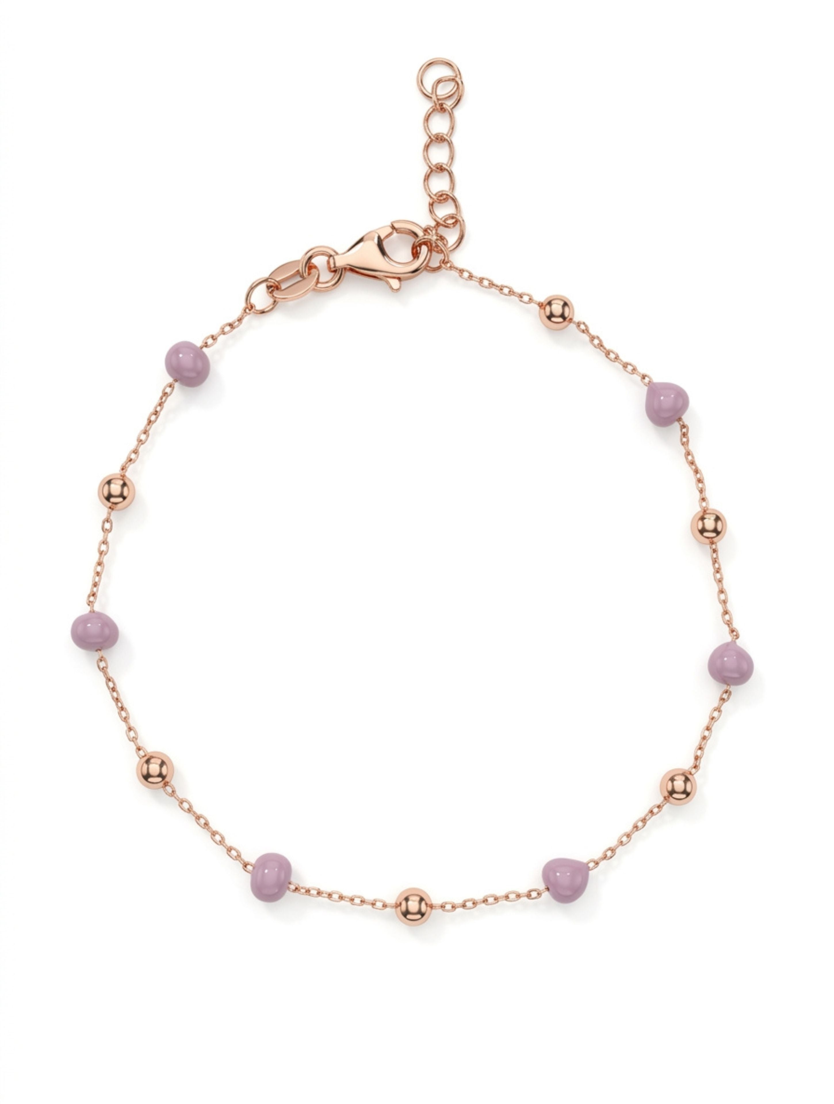 Pastel Pink & Rose Gold Bead Bracelet in Rose Gold Vermeil