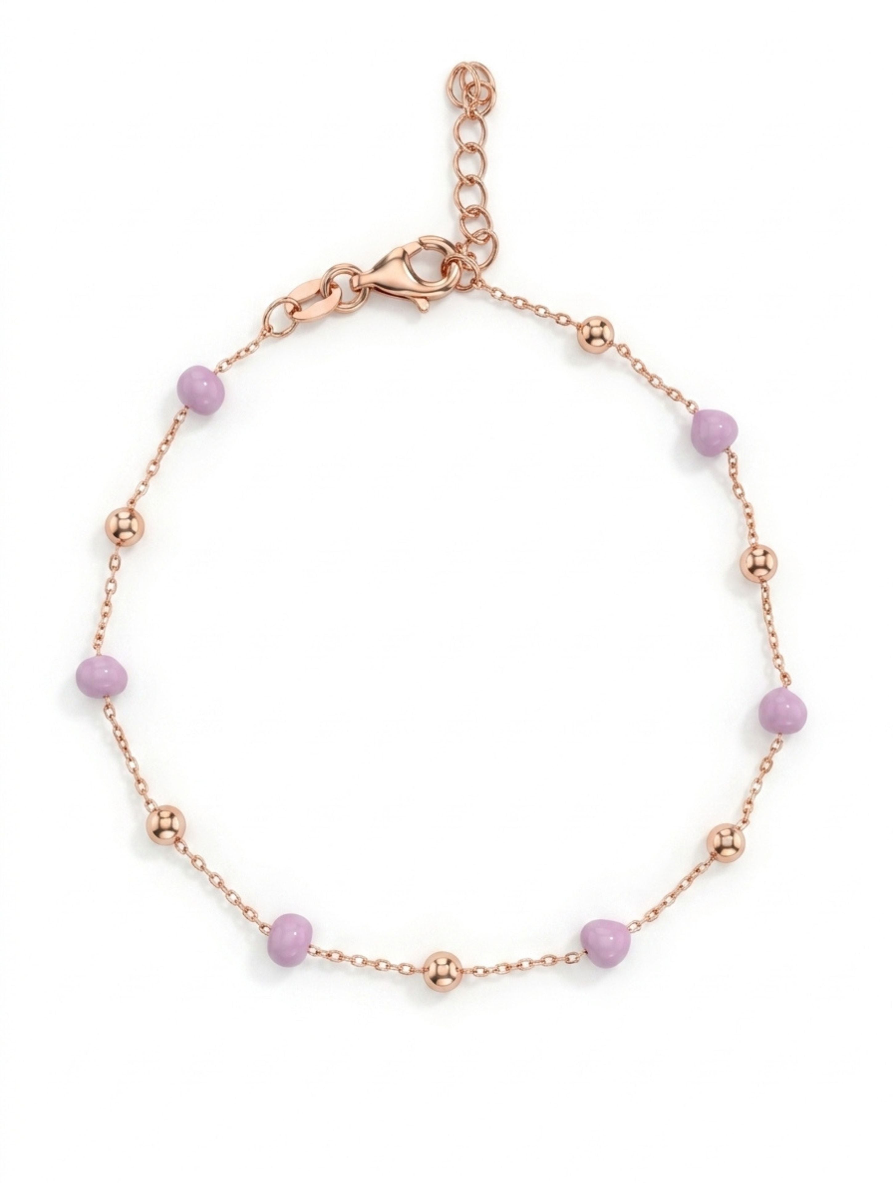 Pastel Pink & Rose Gold Bead Bracelet in Rose Gold Vermeil