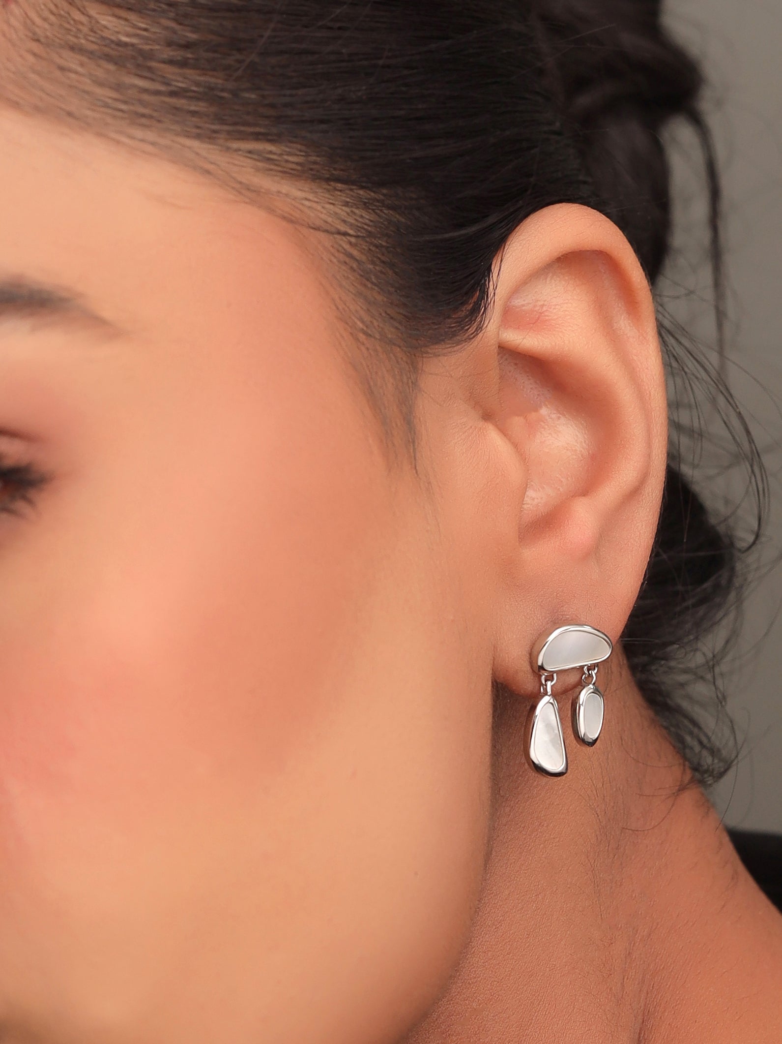 Syra Rhodium Mother of Pearl 925 Sterling Silver Earrings For Women