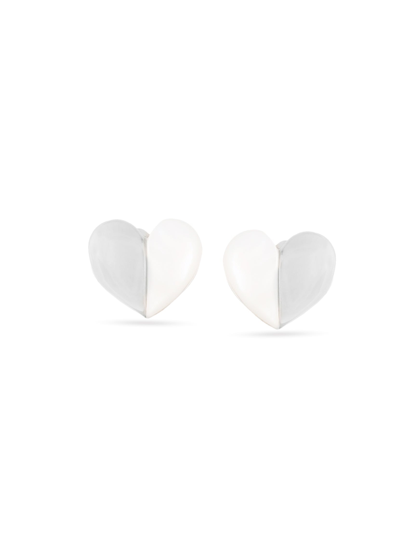 Syra Rhodium Heart-Shaped Mother of Pearl Stud Earpieces For Women