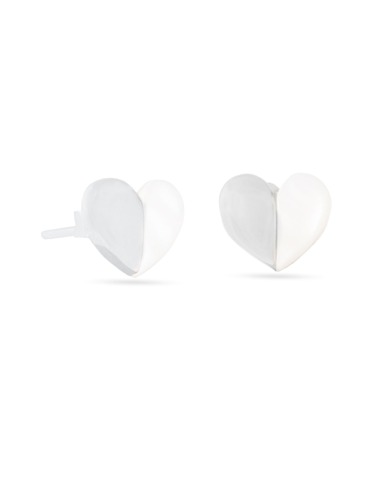 Syra Rhodium Heart-Shaped Mother of Pearl Stud Earpieces For Women