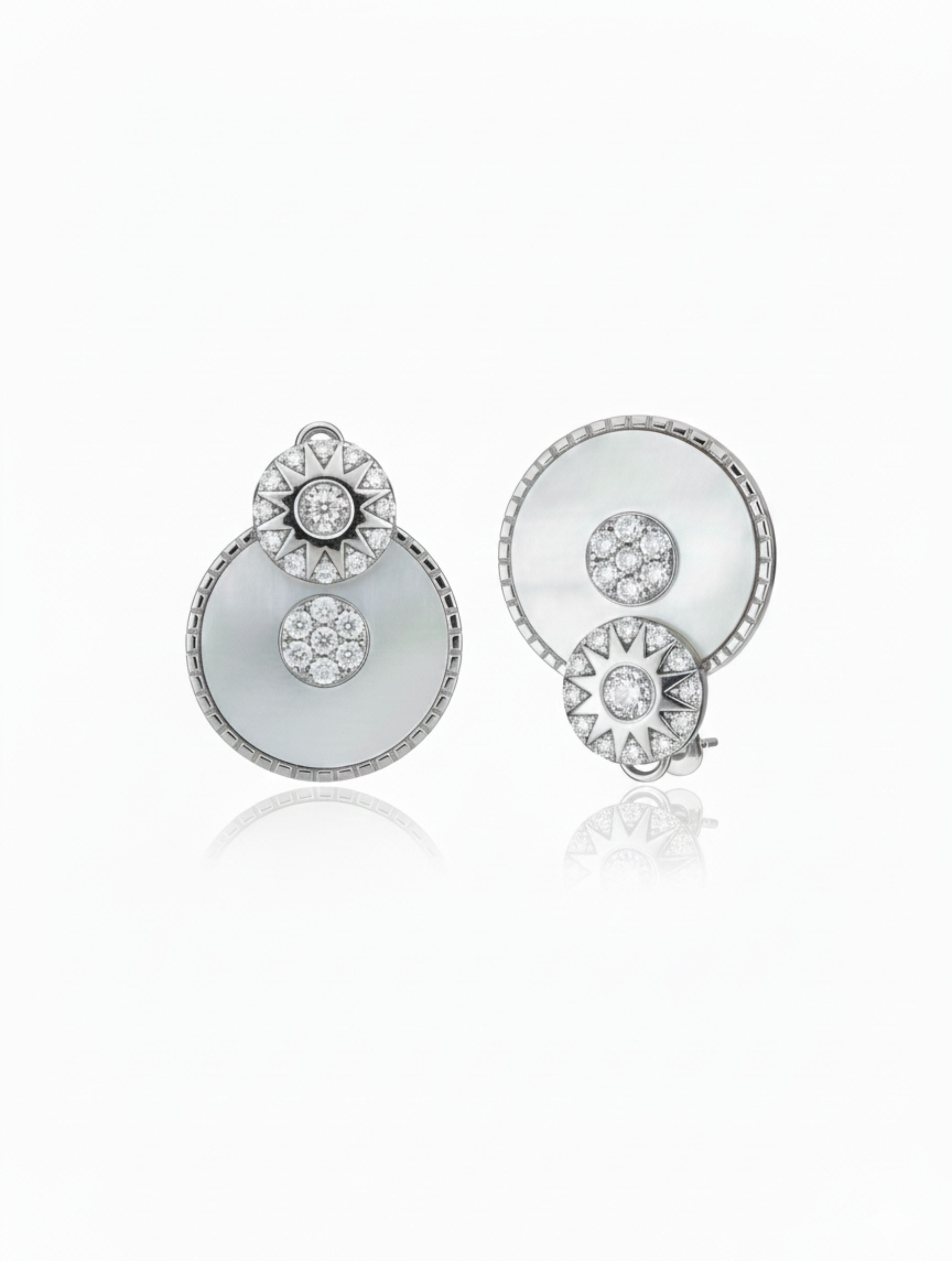 Sterling Silver Sun & Moonflower Earrings with Mother of Pearl