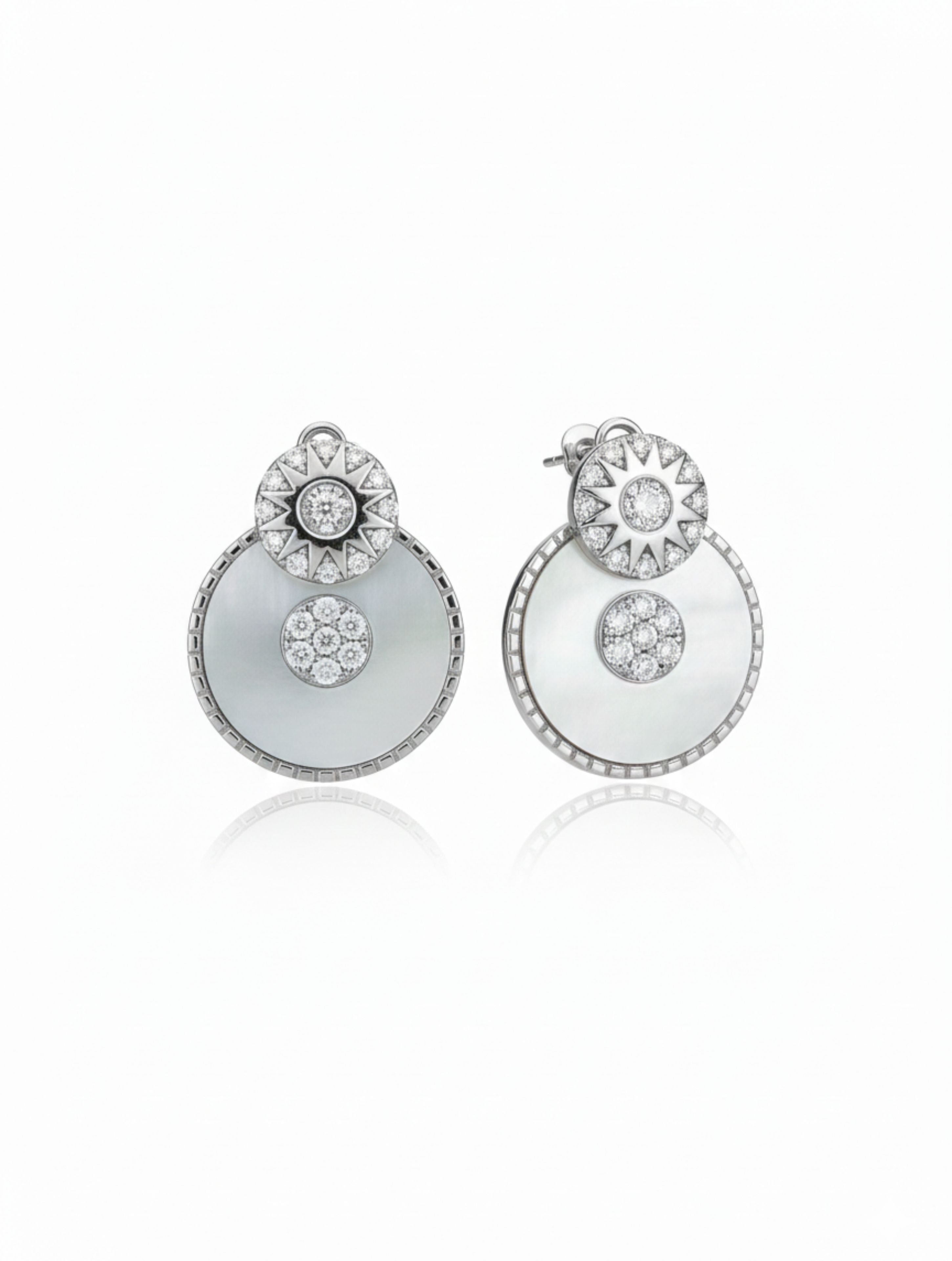 Sterling Silver Sun & Moonflower Earrings with Mother of Pearl