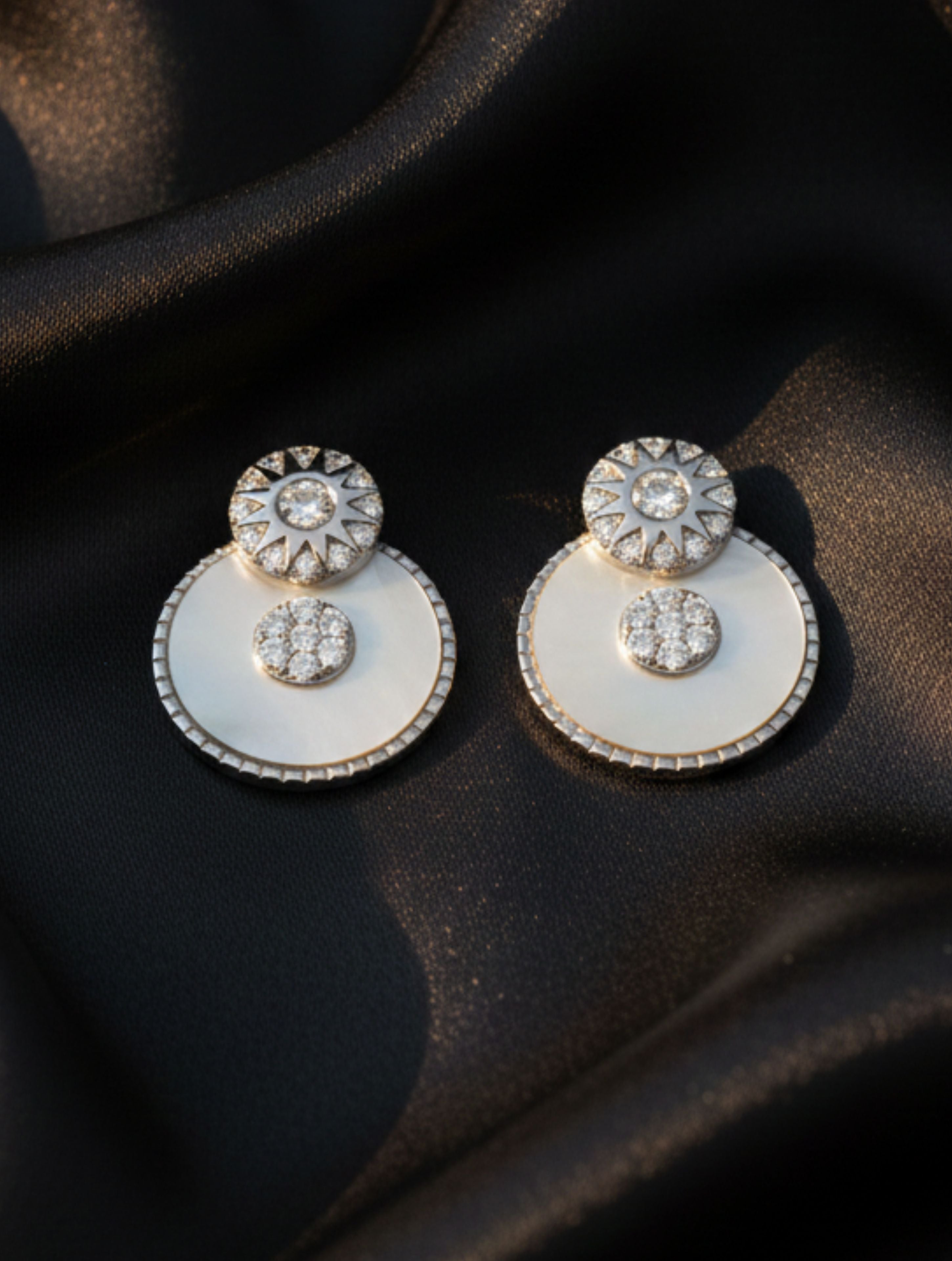 Sterling Silver Sun & Moonflower Earrings with Mother of Pearl