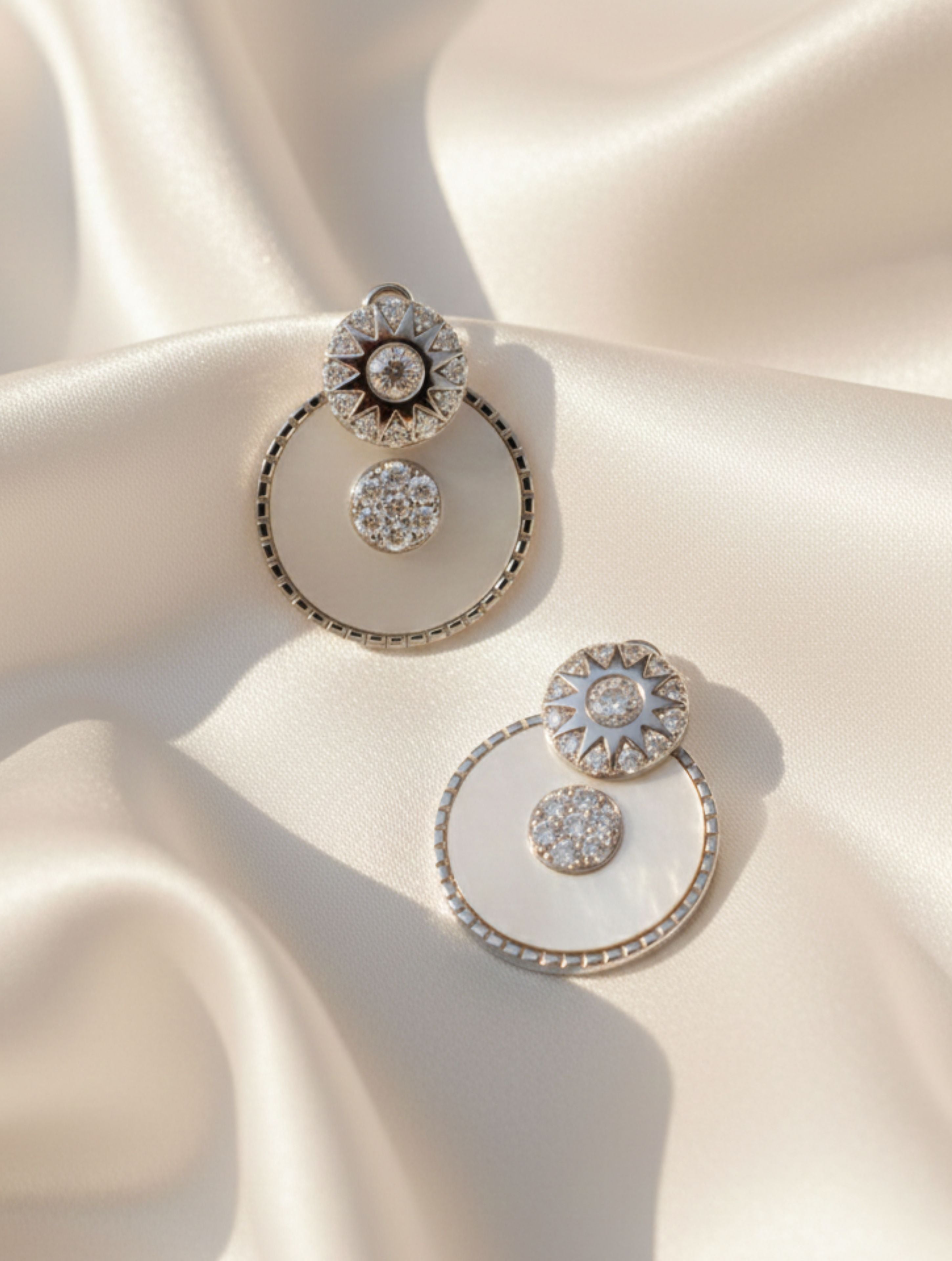 Sterling Silver Sun & Moonflower Earrings with Mother of Pearl