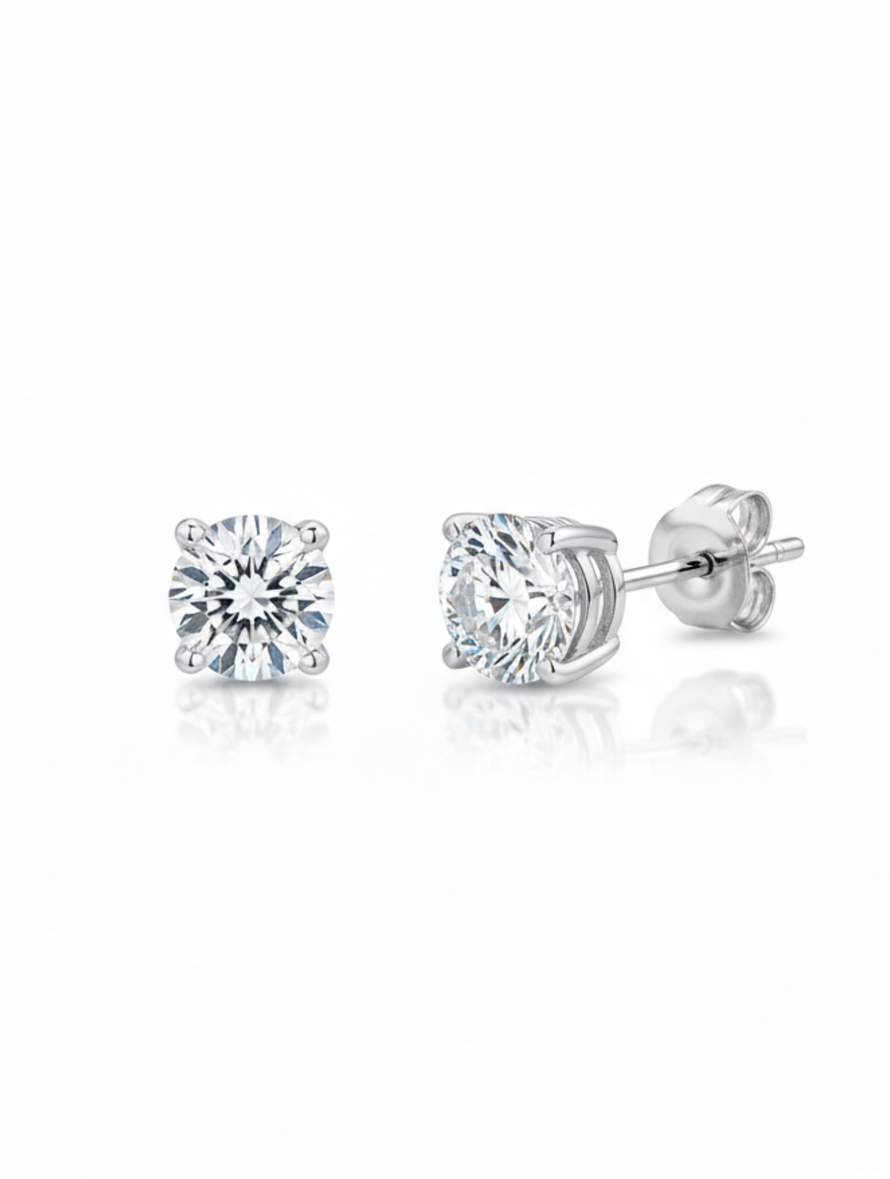 925 Sterling Silver Sparkle Studs Earring with Round Cubic Zirconia