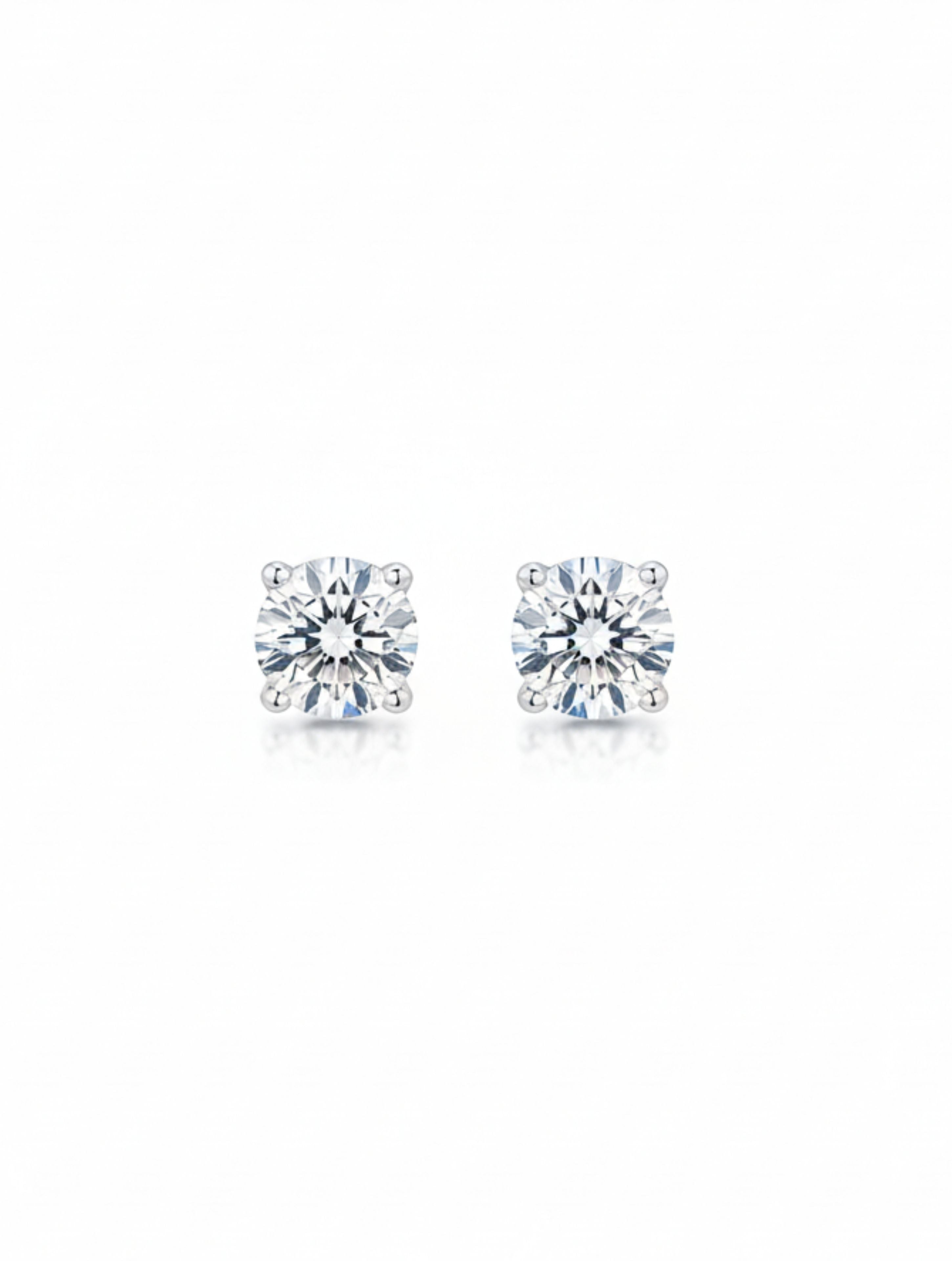 925 Sterling Silver Sparkle Studs Earring with Round Cubic Zirconia