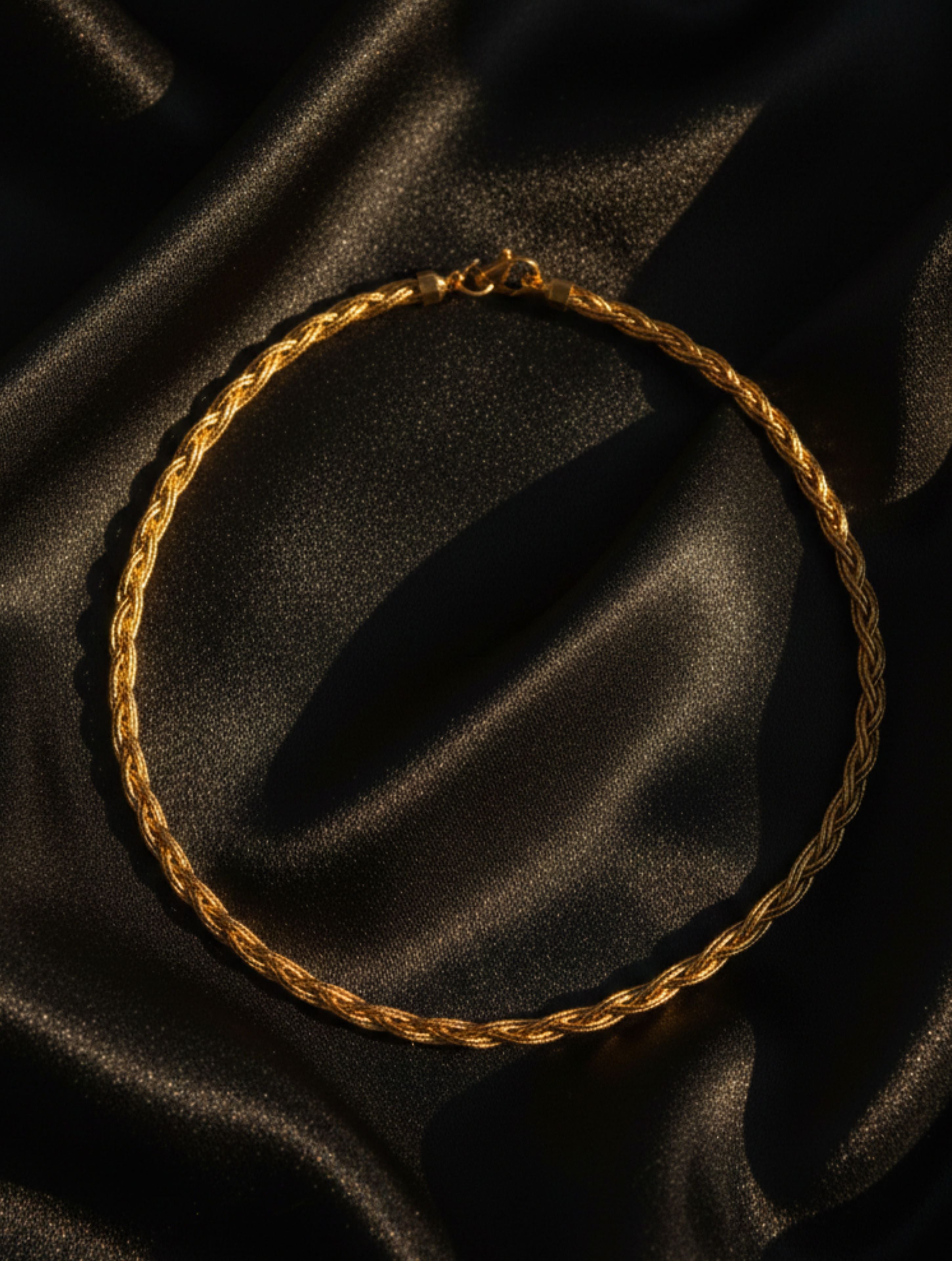 Braided Silk-Weave Necklace in Rose Gold over Sterling Silver