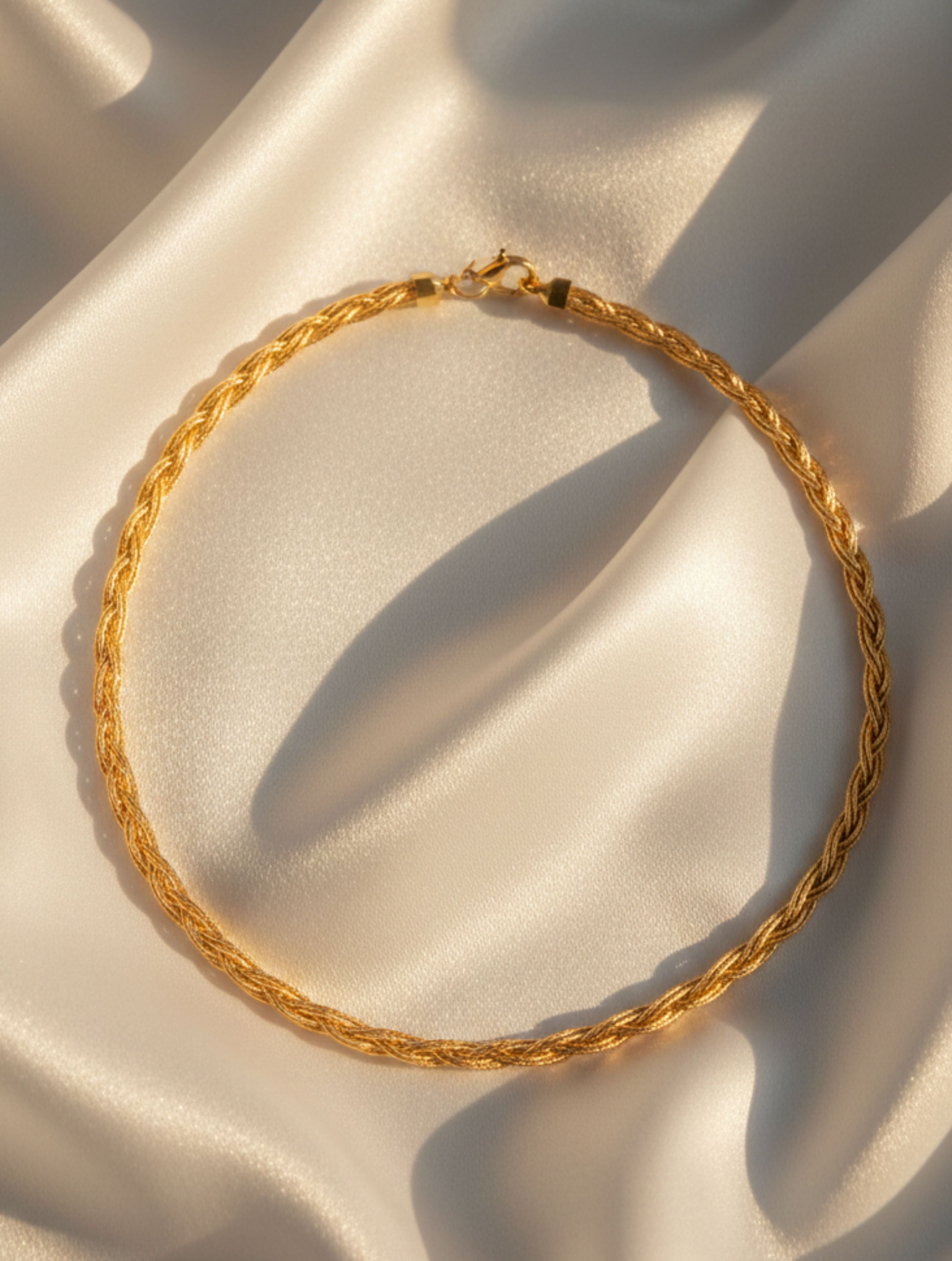 Braided Silk-Weave Necklace in Rose Gold over Sterling Silver