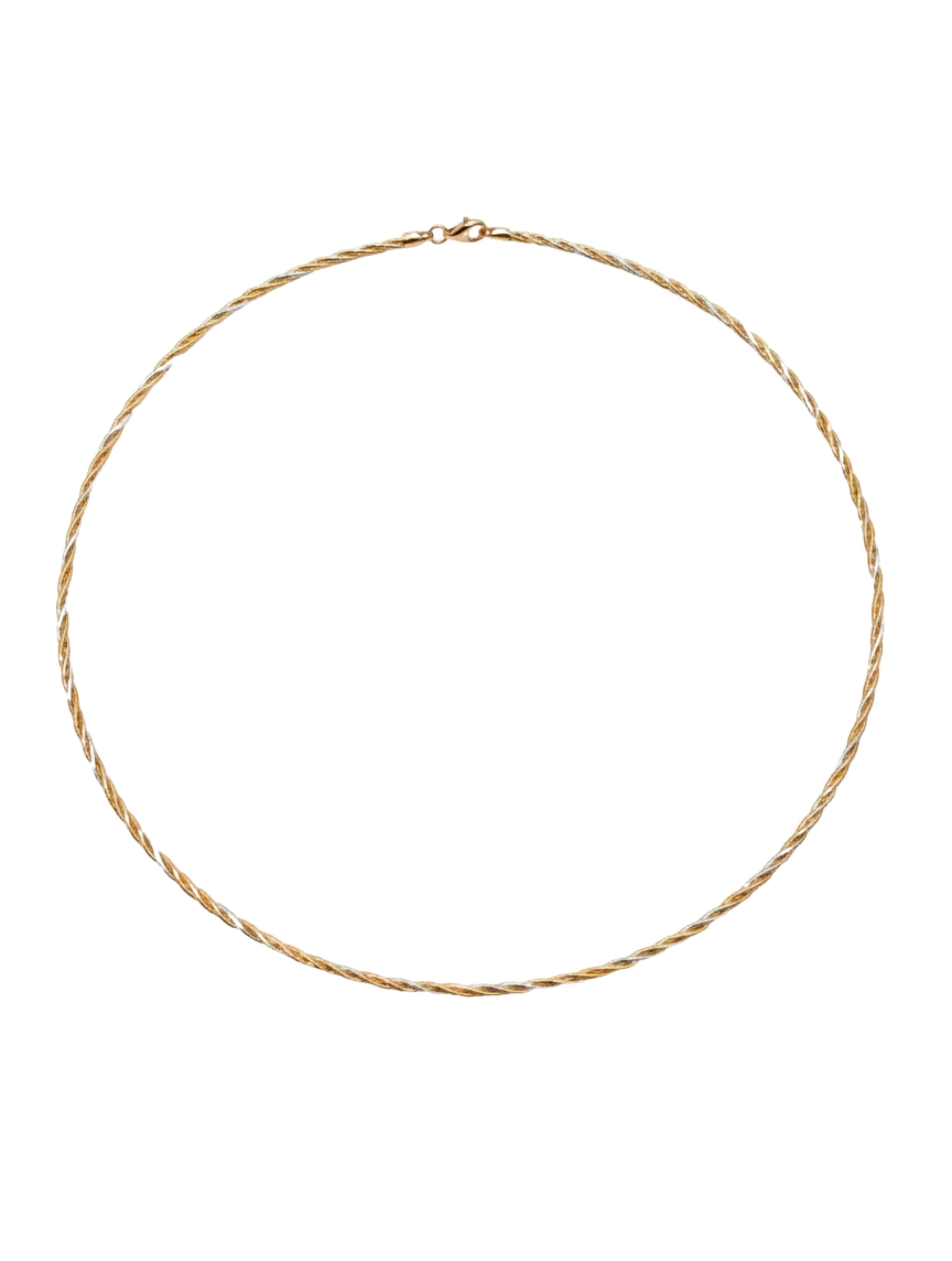 Two-Tone 925 Sterling Silver Twisted Omega Necklace