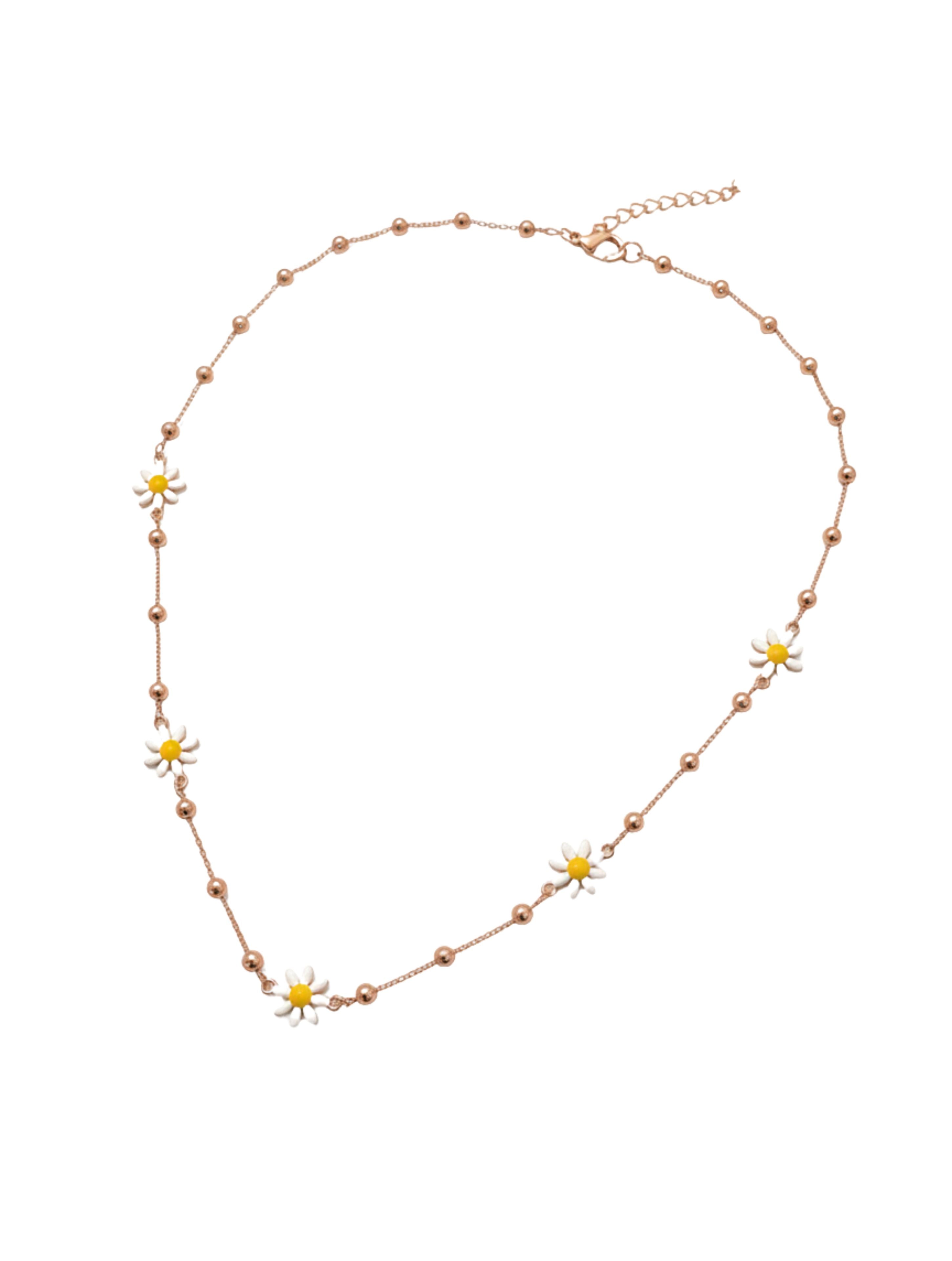 925 Sterling Silver Rose Gold Necklace – Hand-Enameled Floral Station Chain