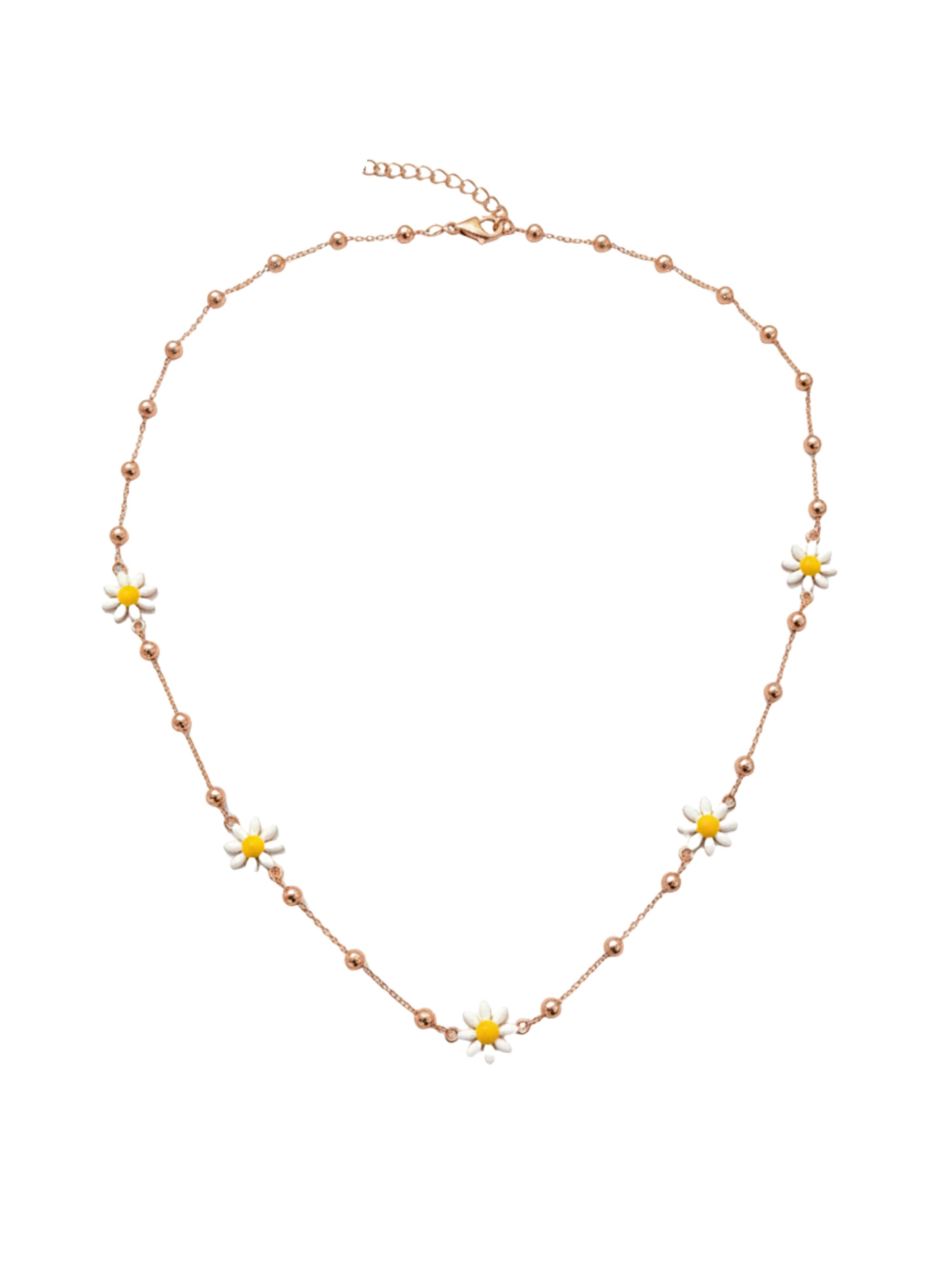 925 Sterling Silver Rose Gold Necklace – Hand-Enameled Floral Station Chain