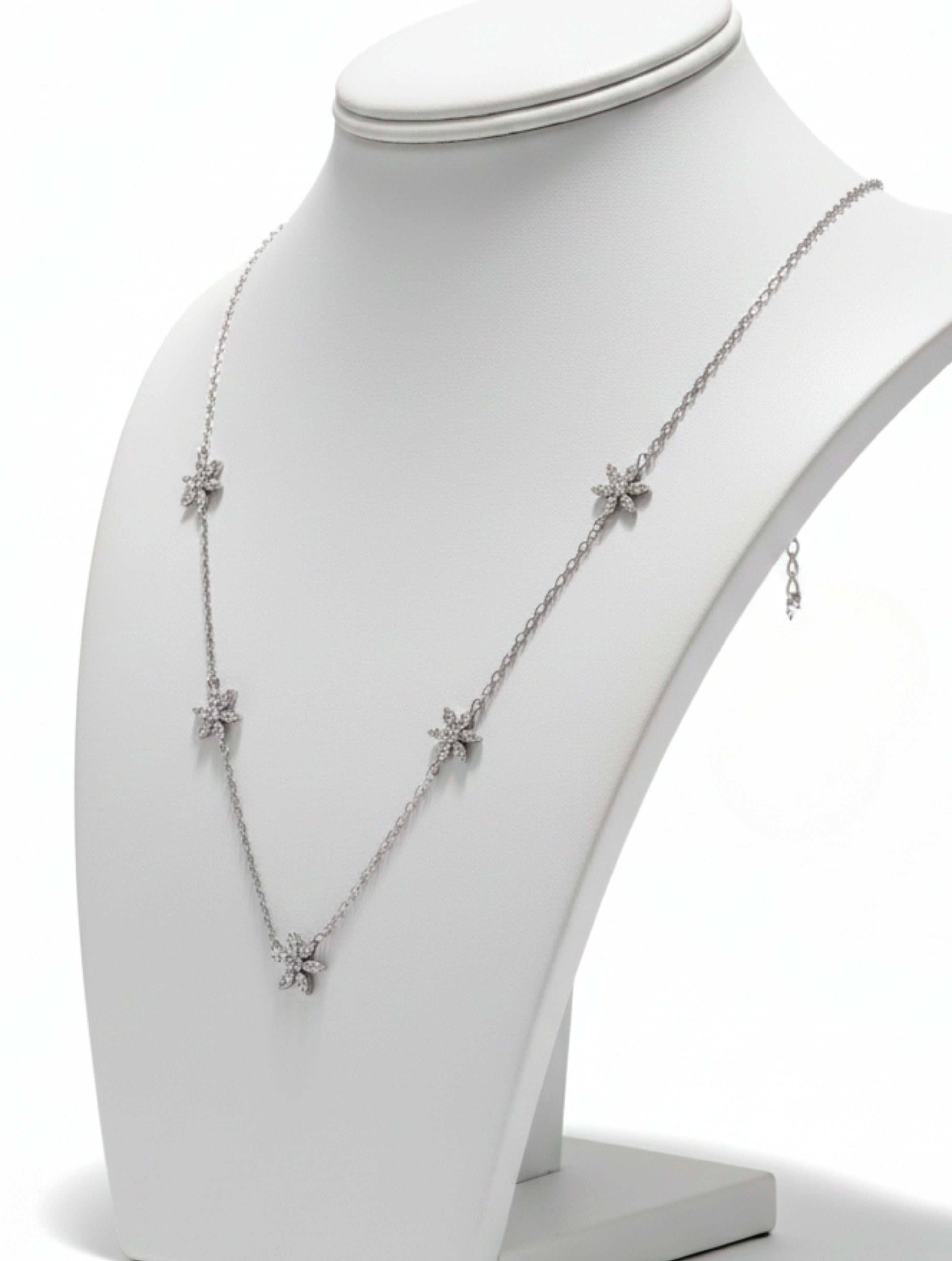 Floral Garden Station Necklace in 925 Sterling Silver