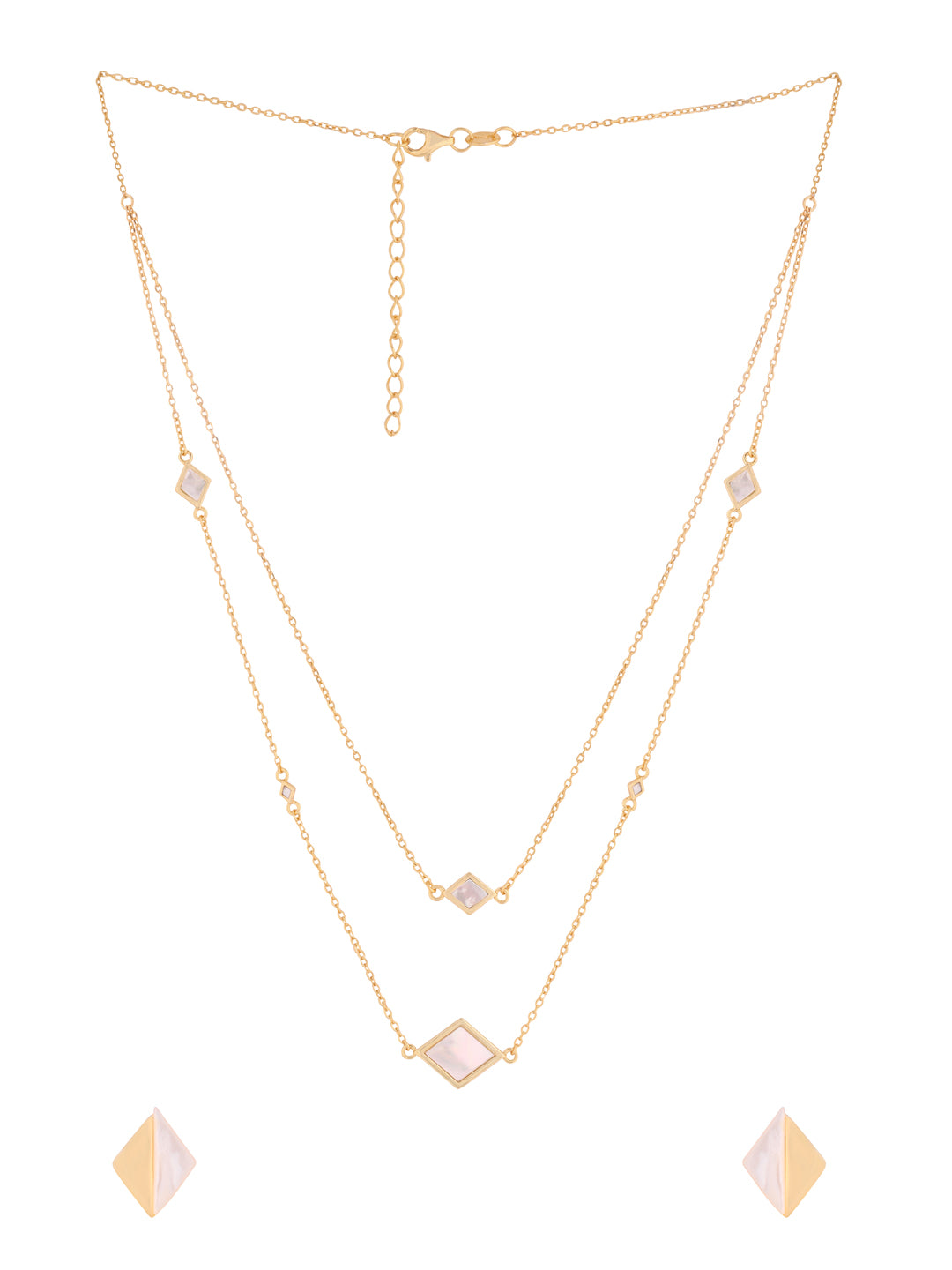 Diamond Shaped Mother of Pearl Necklace Set