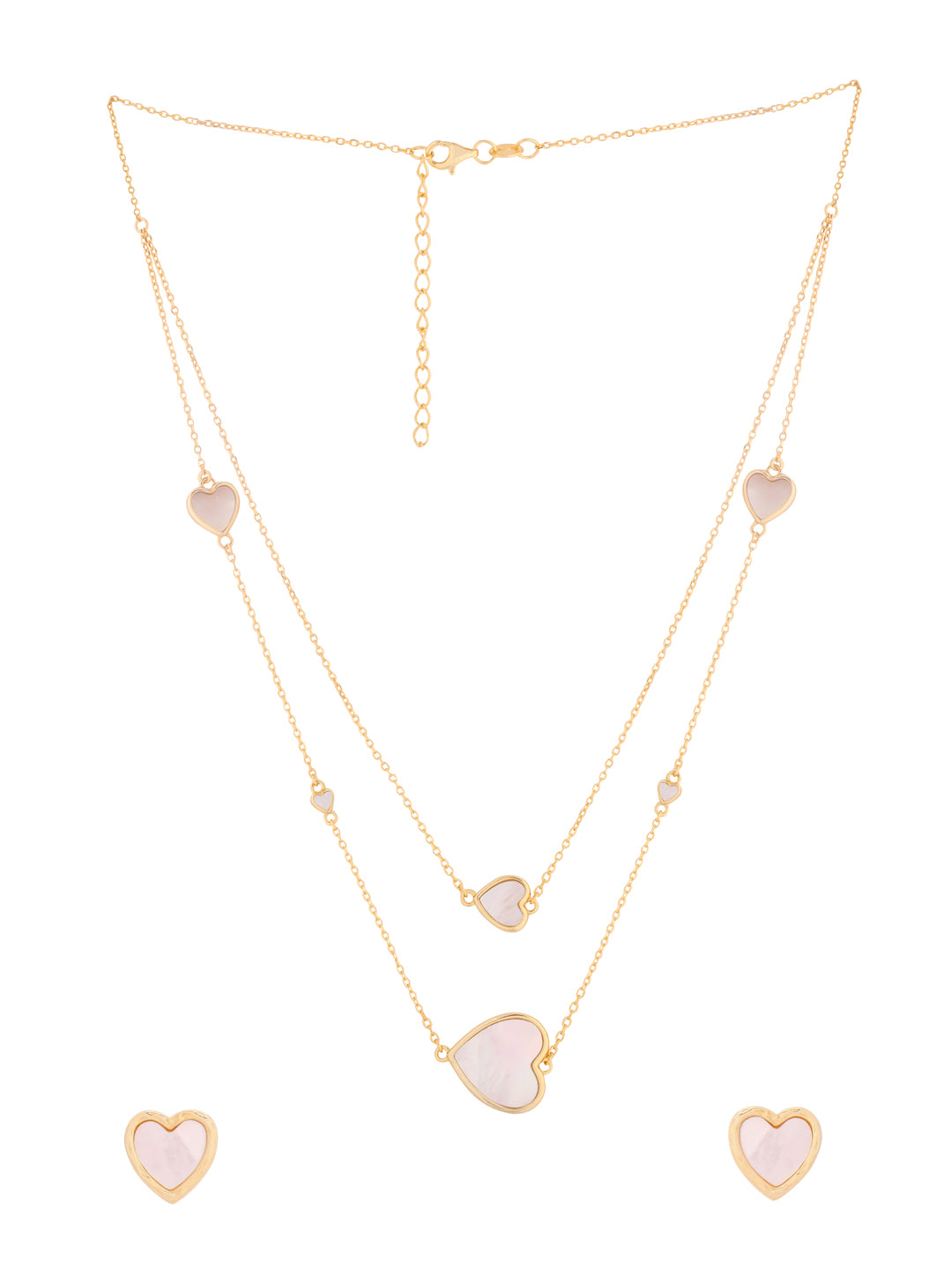 Heart Mother of Pearl Necklace Set