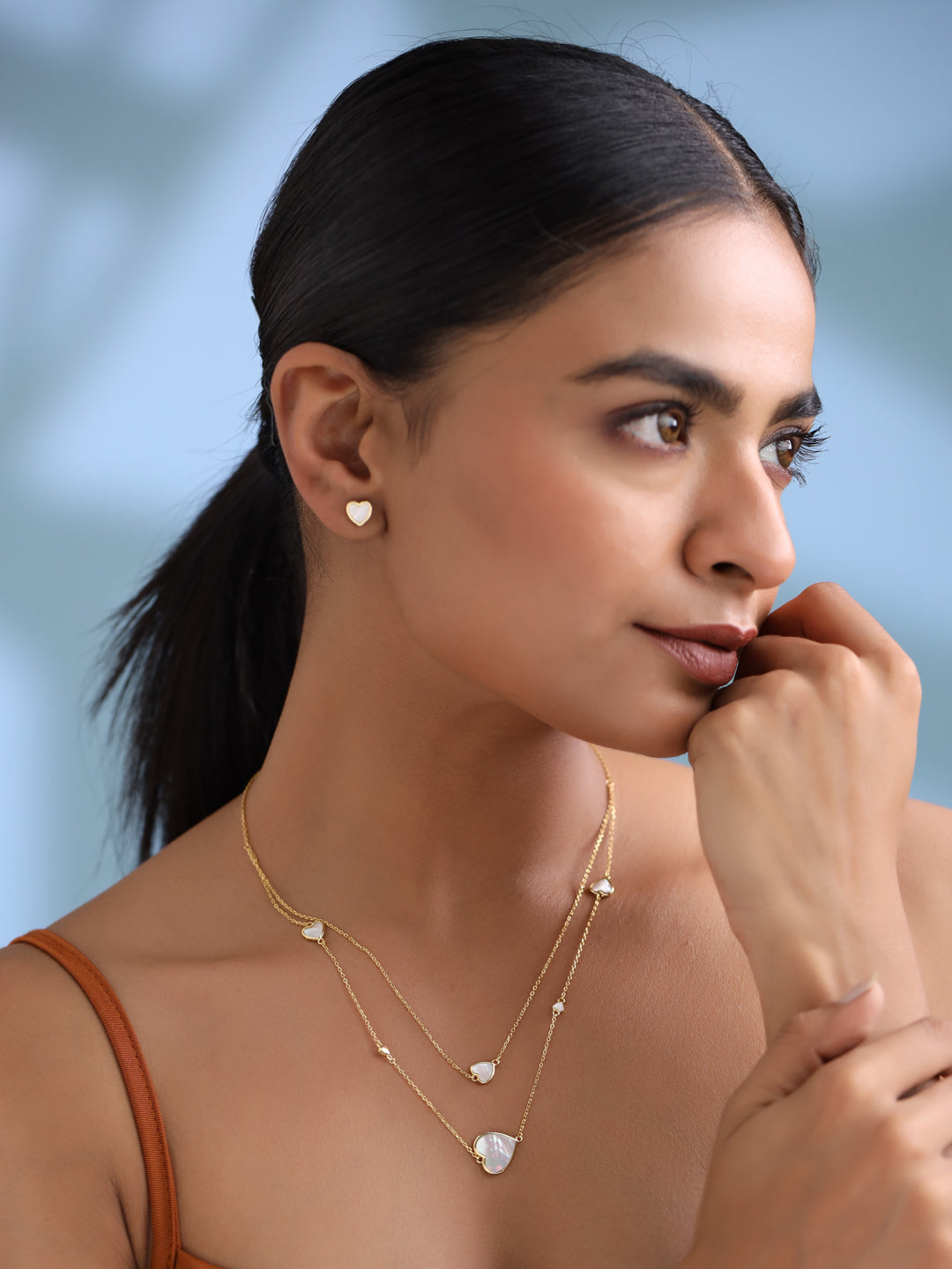 Heart Mother of Pearl Necklace Set