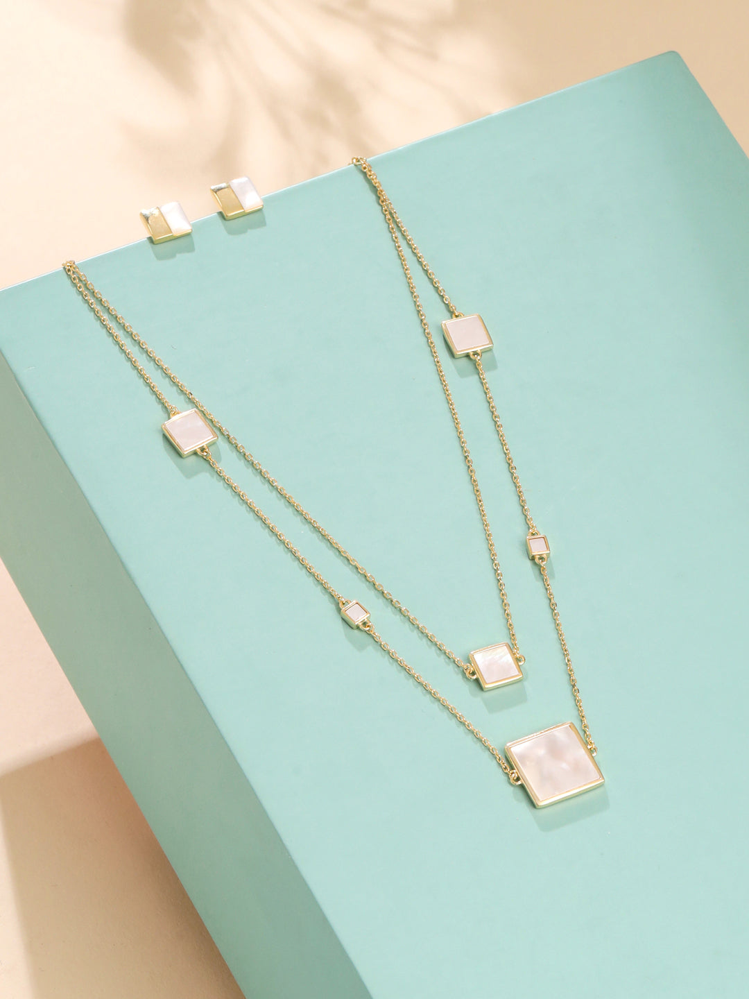 Square Mother of Pearl Necklace Set