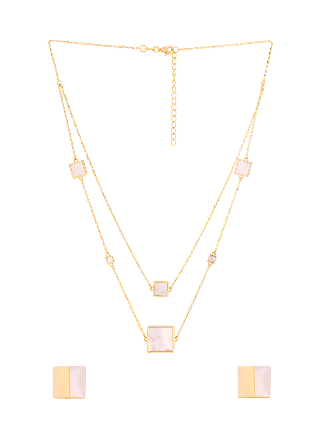 Square Mother of Pearl Necklace Set