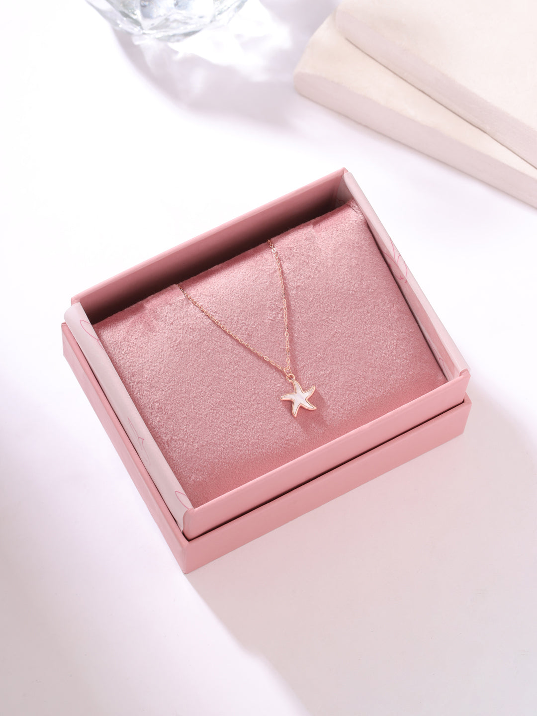 Pink Enamel Star Mother of Pearl Pendant