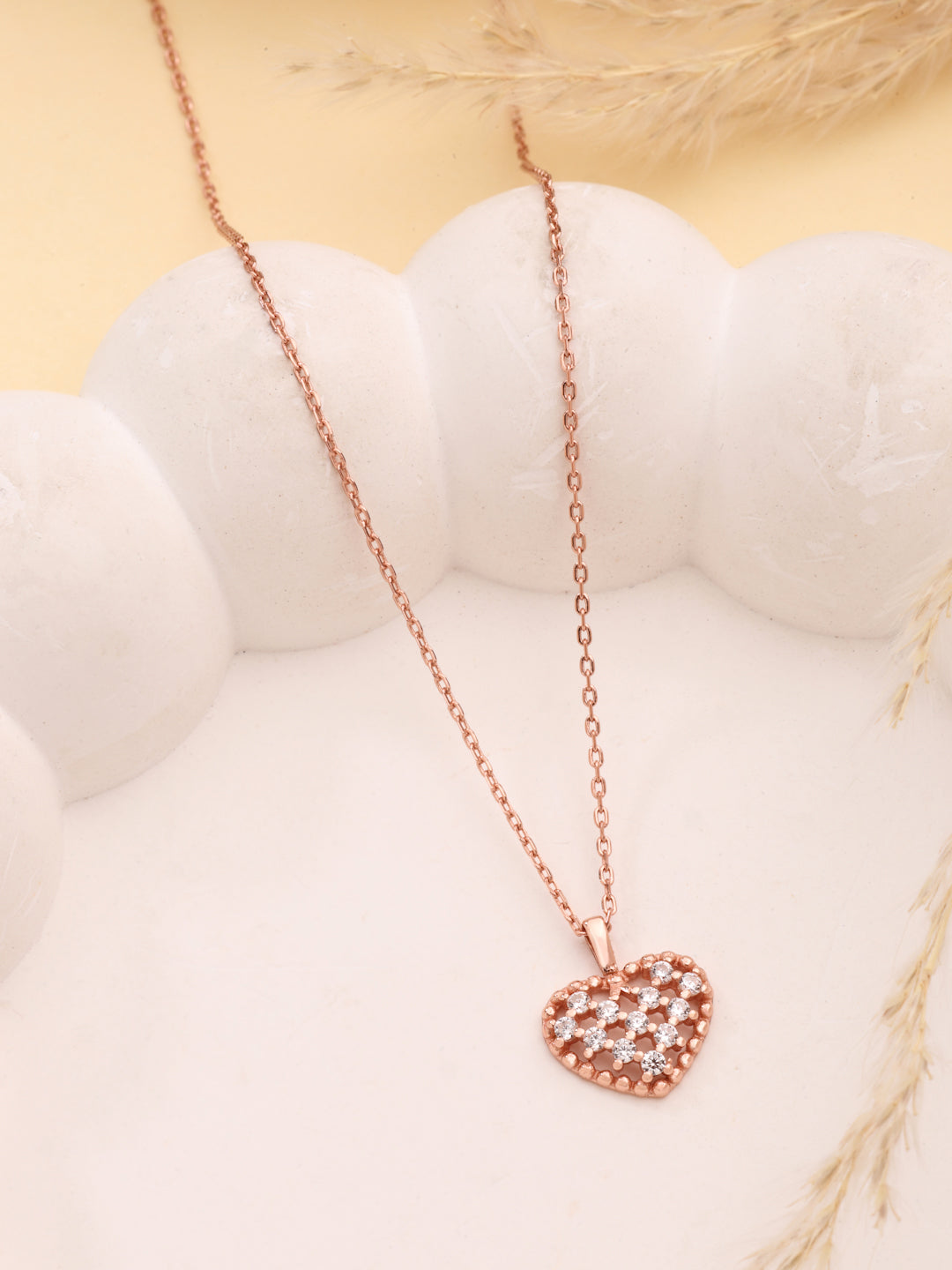 Heart Pendant in Rose Gold over 925 Sterling Silver