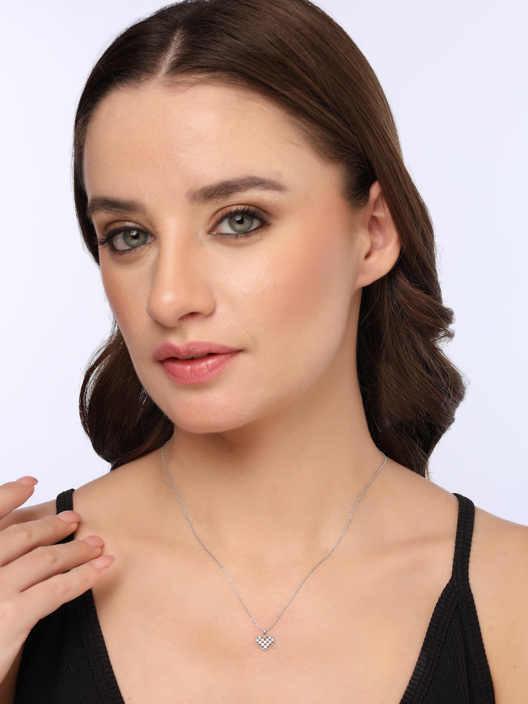 925 Sterling Silver Openwork Heart Pendant Necklace