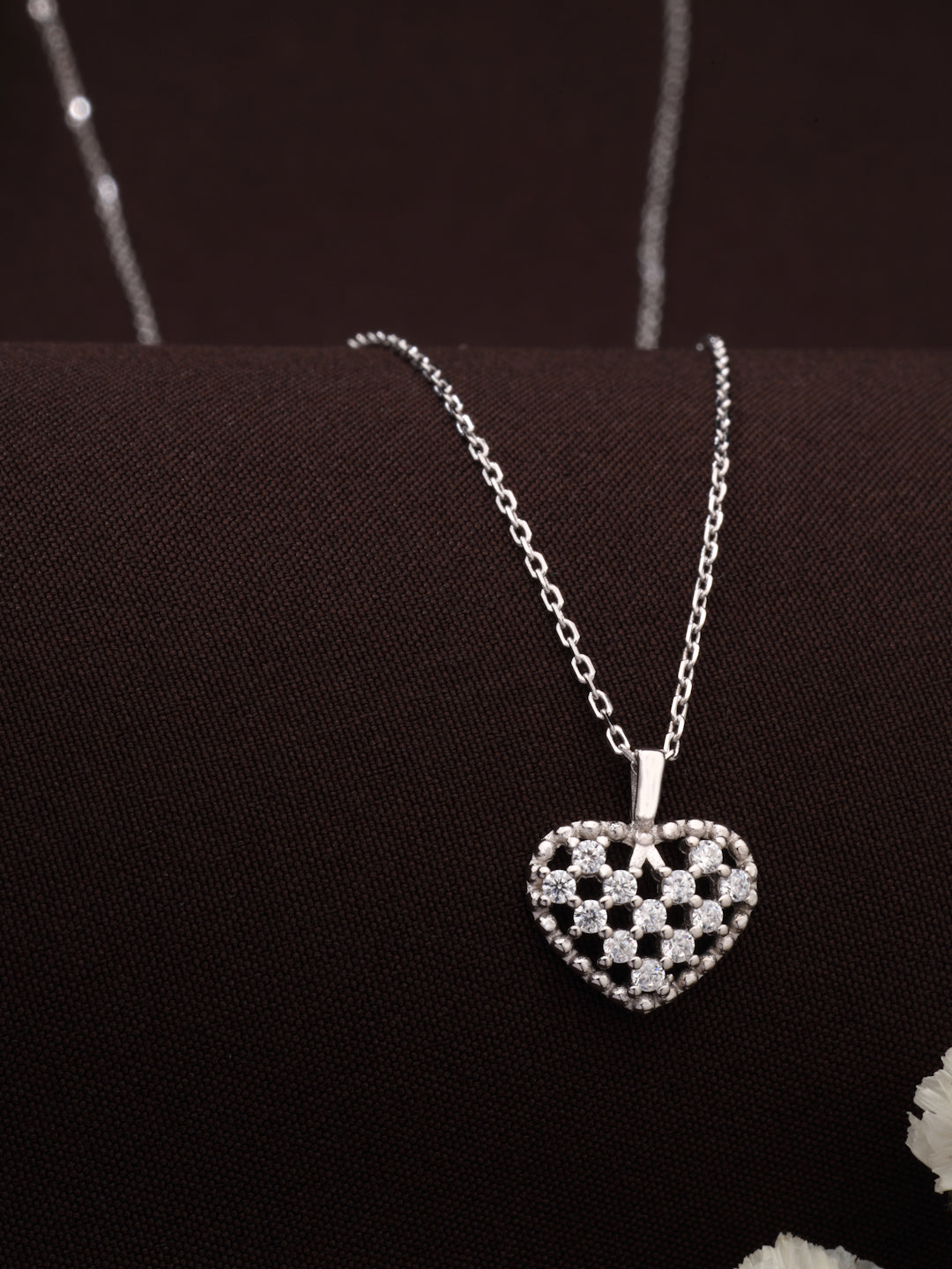 925 Sterling Silver Openwork Heart Pendant Necklace