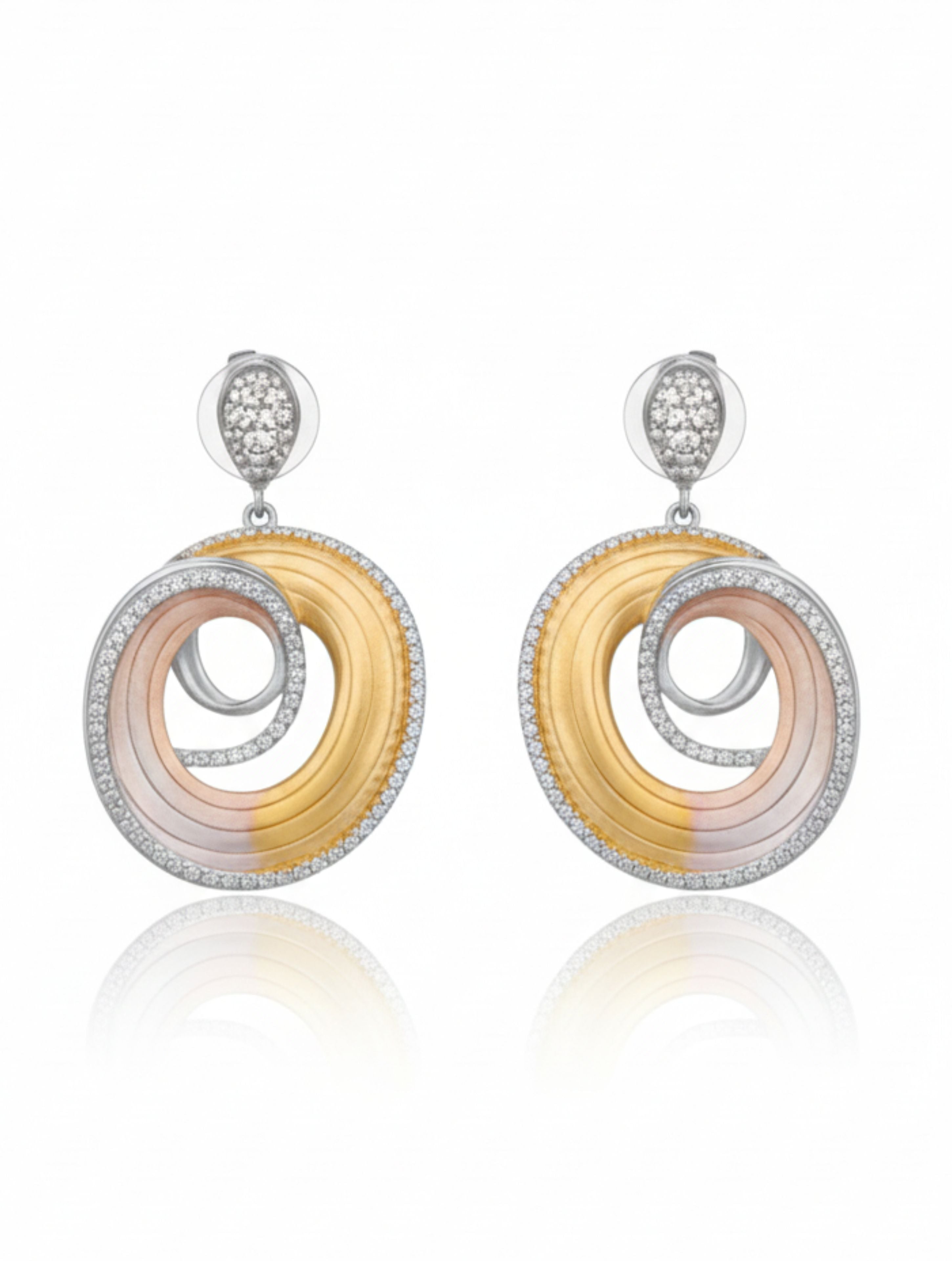 925 Sterling Silver Multi-Color Orbital Swirl Pendant & Drop Earring Set