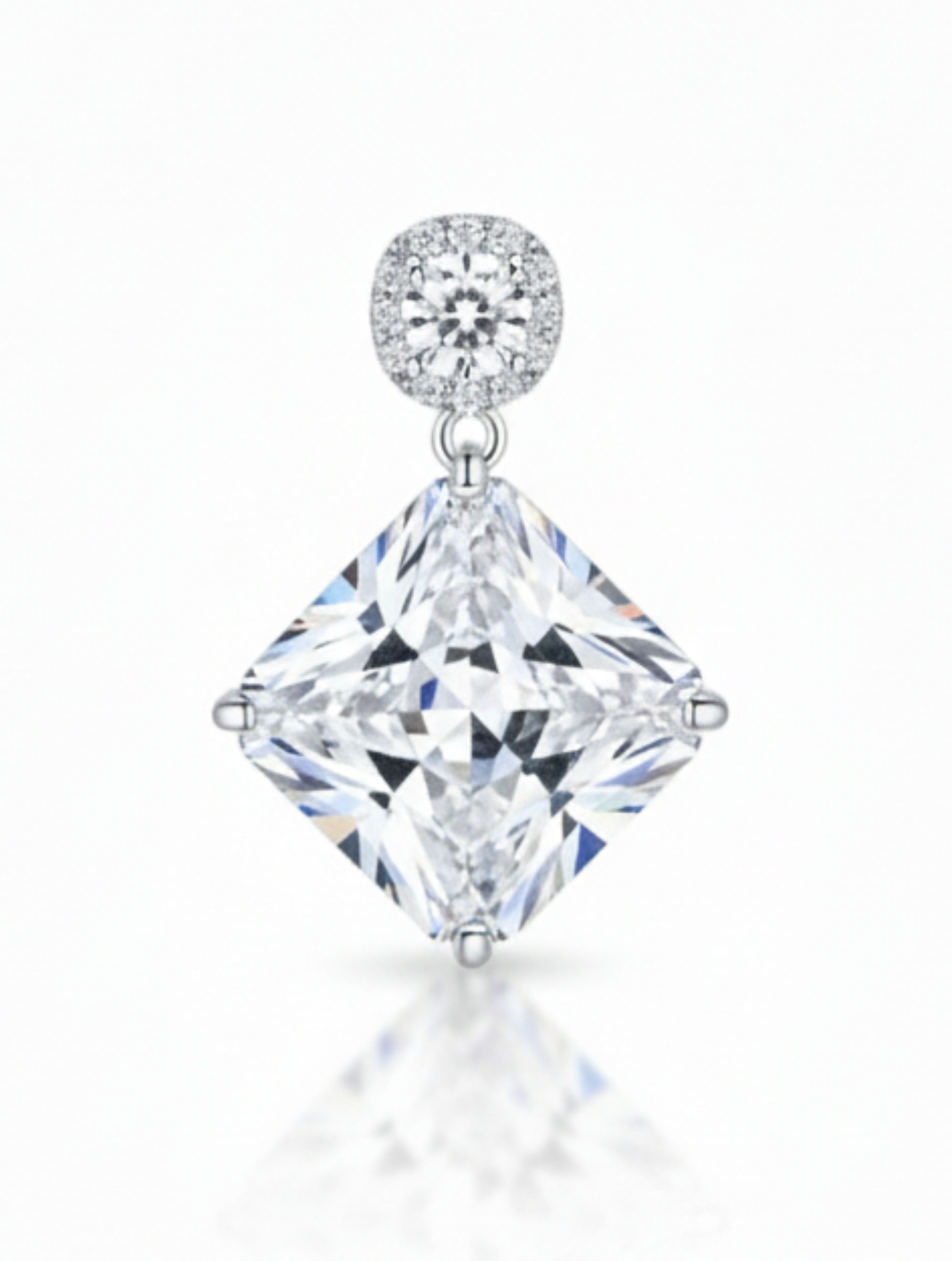 Sparkling Princess-Cut Halo Jewelry Set | 925 Sterling Silver & CZ