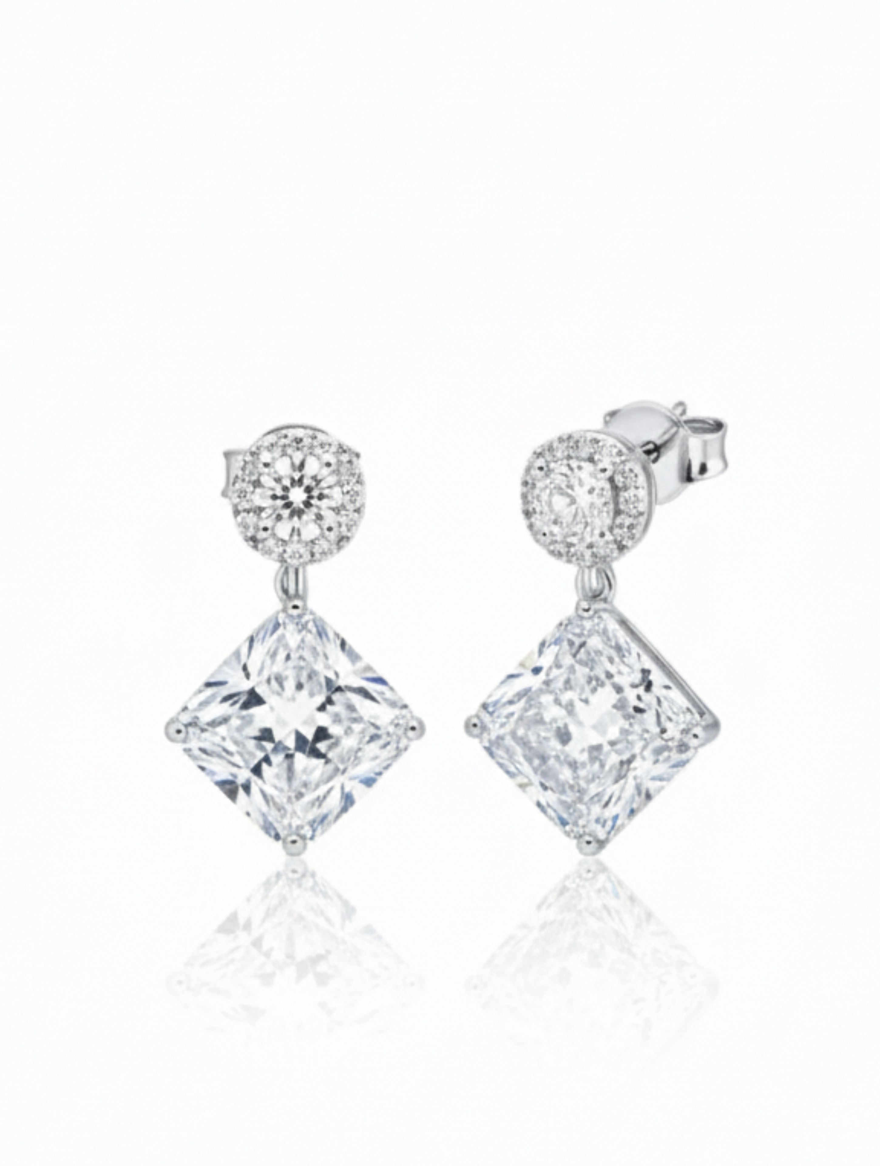 Sparkling Princess-Cut Halo Jewelry Set | 925 Sterling Silver & CZ